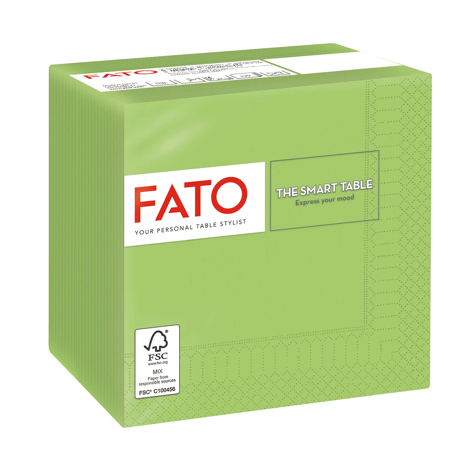 Fato Apple Green Disposable Paper Napkins, 24x24 cm, 2-Ply, Pack of 100