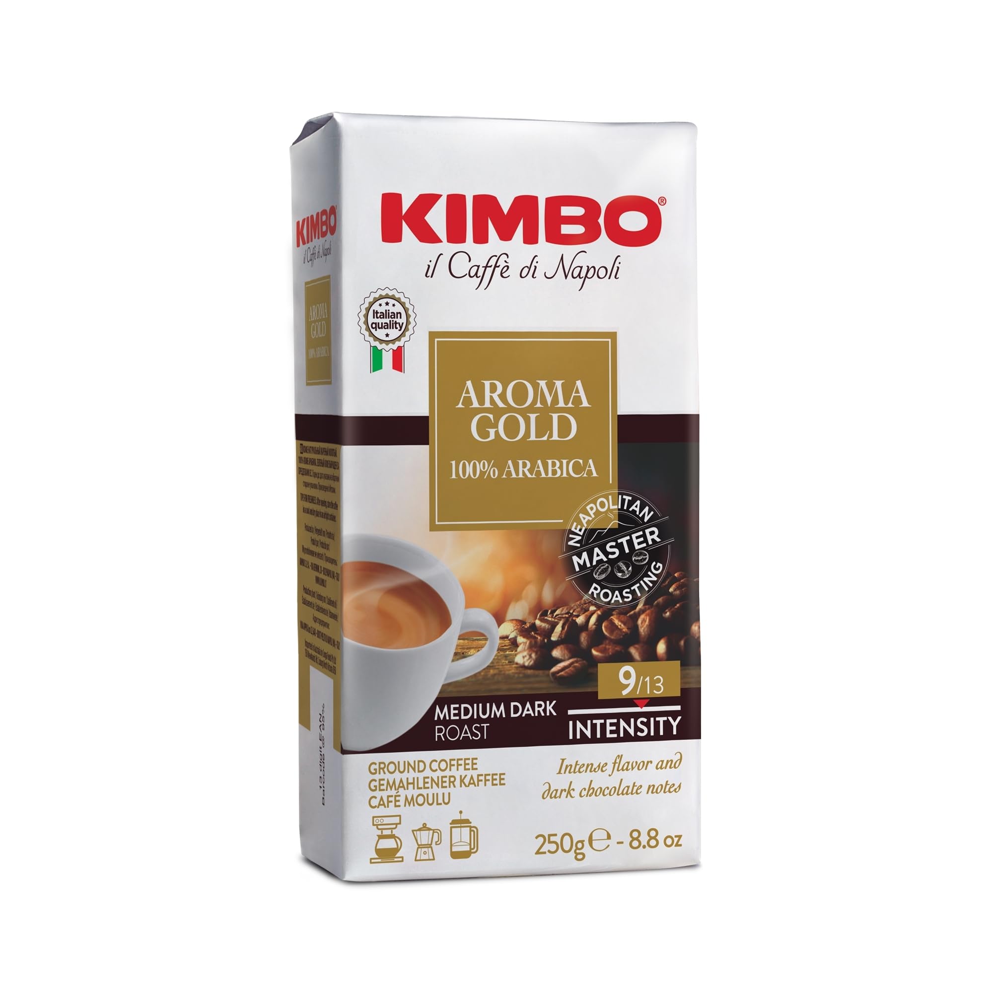 Kimbo Aroma Gold Italian Ground Coffee (5 x 250g) | 100% Arabica Medium Dark Roast from Naples 3