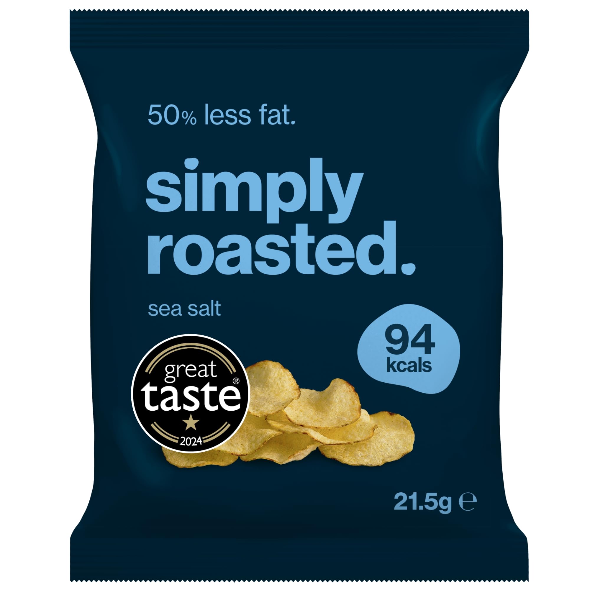 Simply Roasted Sea Salt Crisps Multipack - 12 x 21.5g Bags | 50% Less Fat | Vegan & Gluten-Free