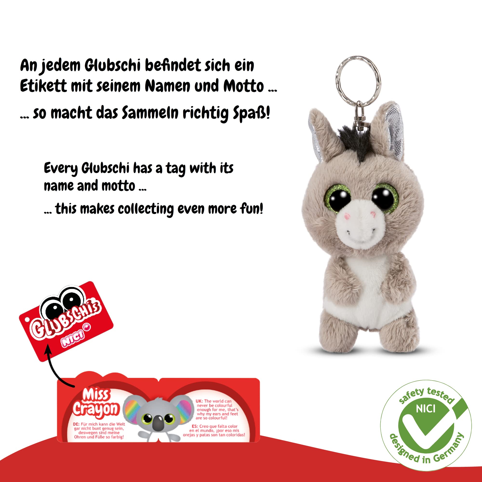 Nici 47661 Glubschis Donkey Donki 9cm - Soft Plush Keyring Toy 4