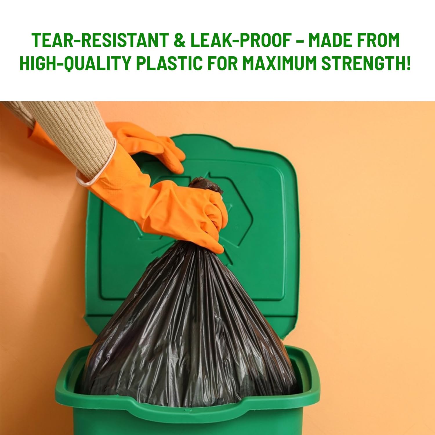 Delka Heavy Duty Black Bin Bags – 30 Micron Extra Strong Leak-Proof 75L Garbage Liners – 25 Pack 7