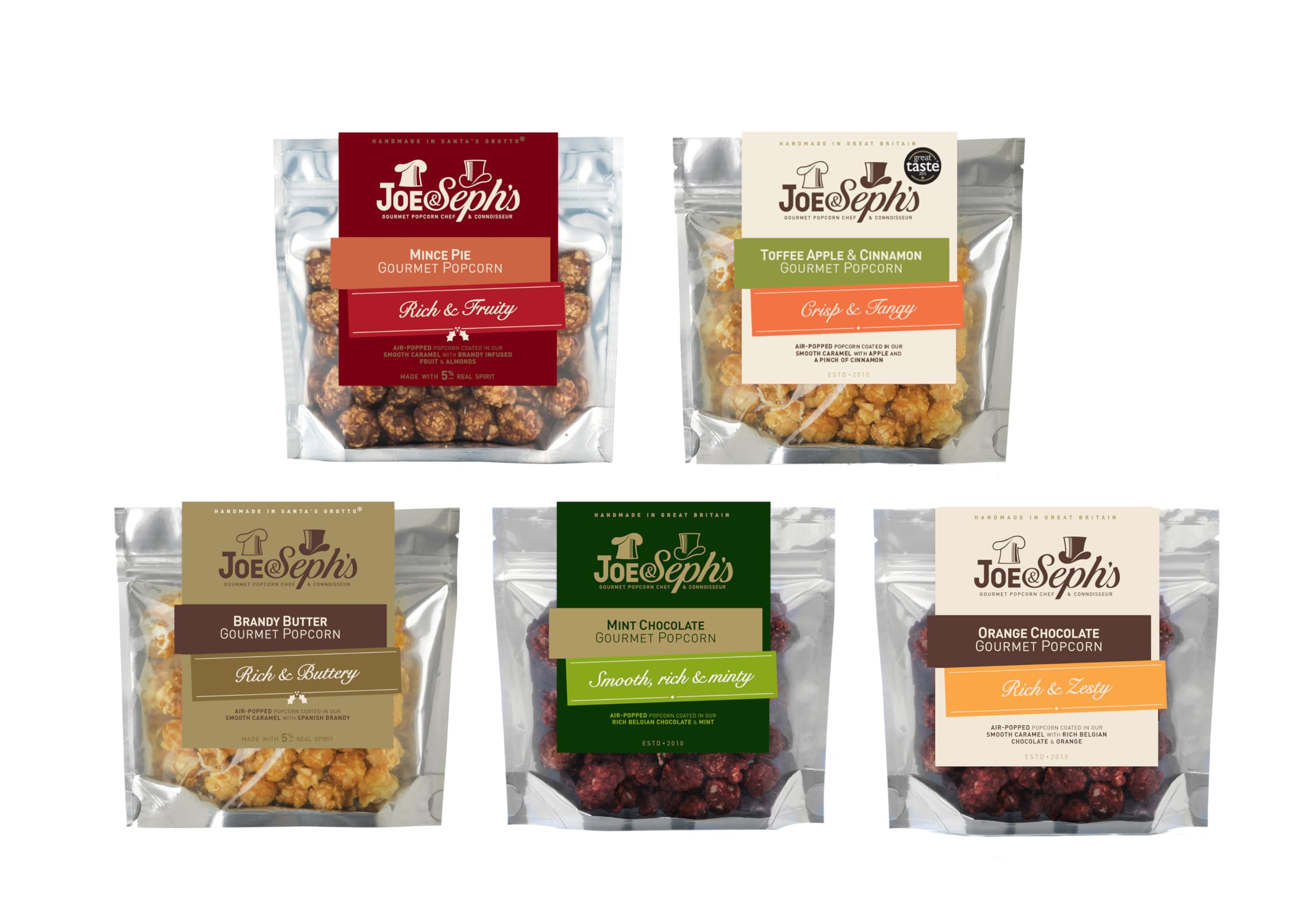 Joe & Seph's Festive Popcorn Tasting Selection - 5x32g Gourmet Snack Pack