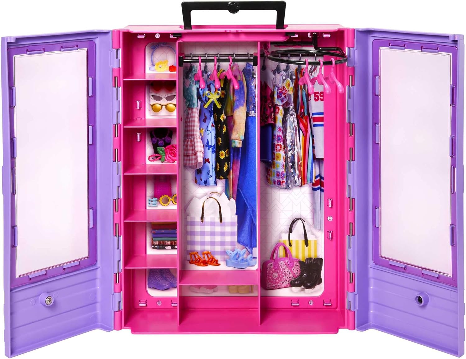 Barbie Fashionistas Ultimate Closet Playset - Portable Doll Closet with Translucent Doors & 6 Hangers