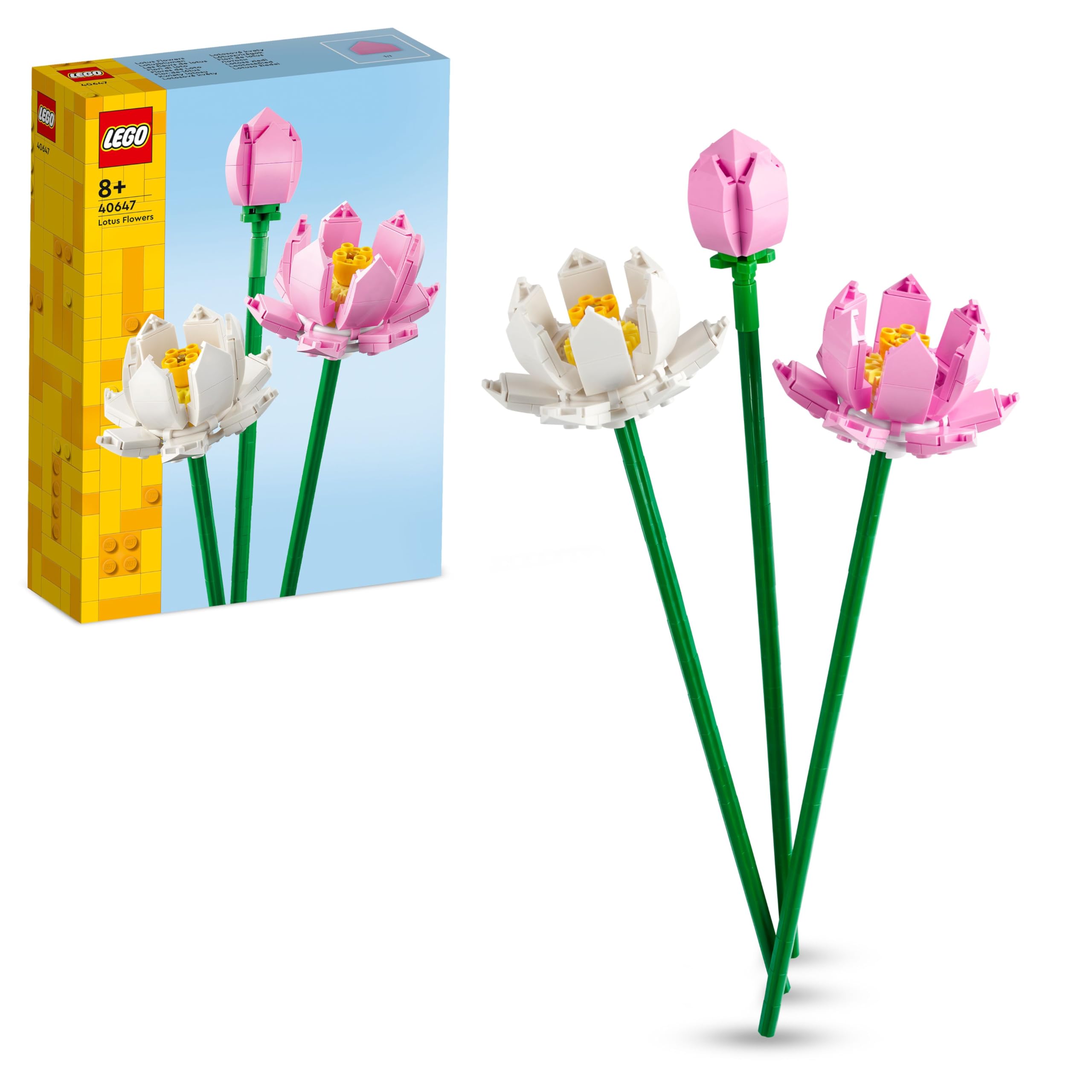 LEGO Botanicals Lotus Flowers Building Set 40647 | 8+ Years | Pink & White Blooms | Desk Decor