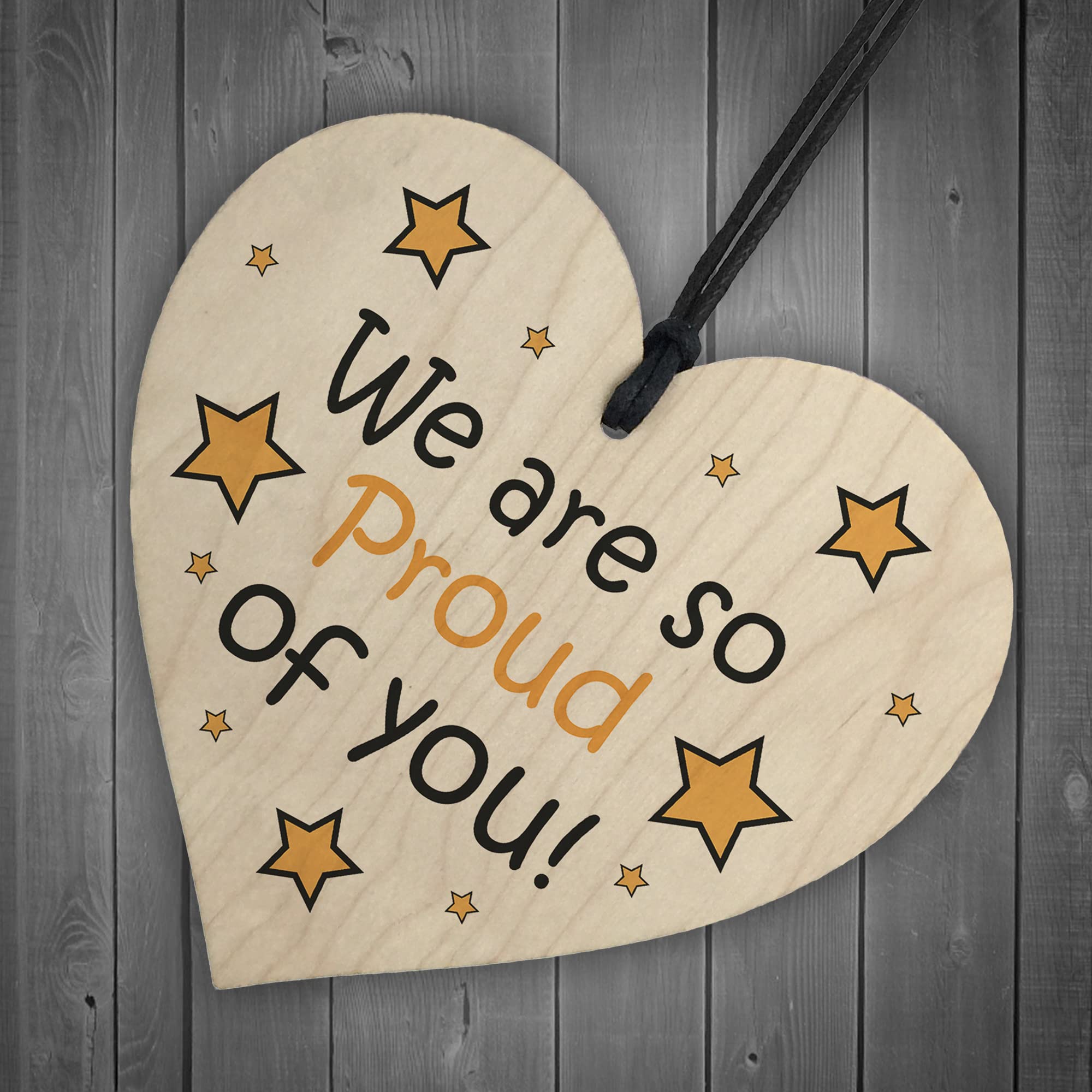 RED OCEAN Proud Of You Wooden Plaque Gift for Son or Daughter | Rustic Style | 10x10cm Black