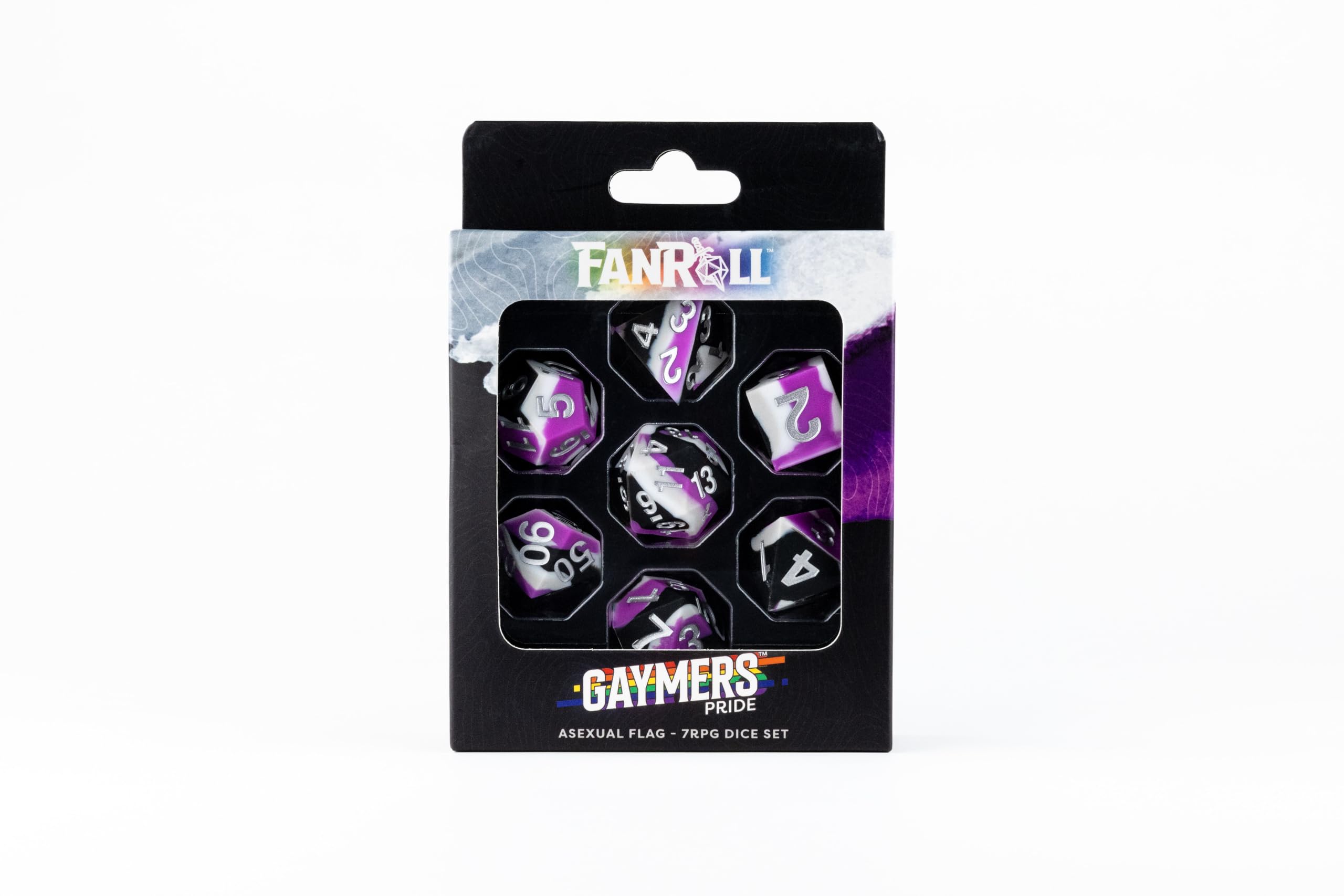 Metallic Dice Games FanRoll 16mm Sharp Edge Silicone Rubber Poly Dice Set | 7 Piece 6