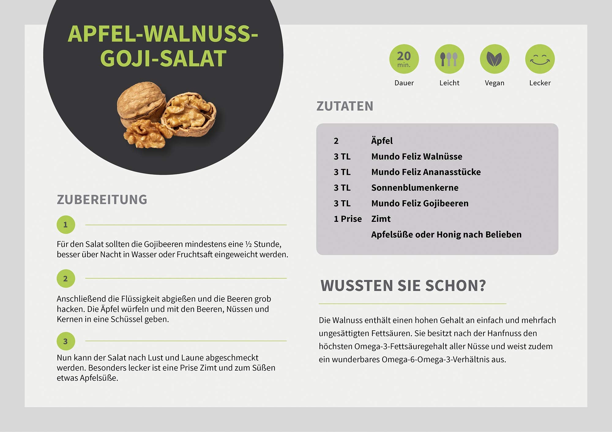 Mundo Feliz - Organic Walnut Halves, 3 x 300 g