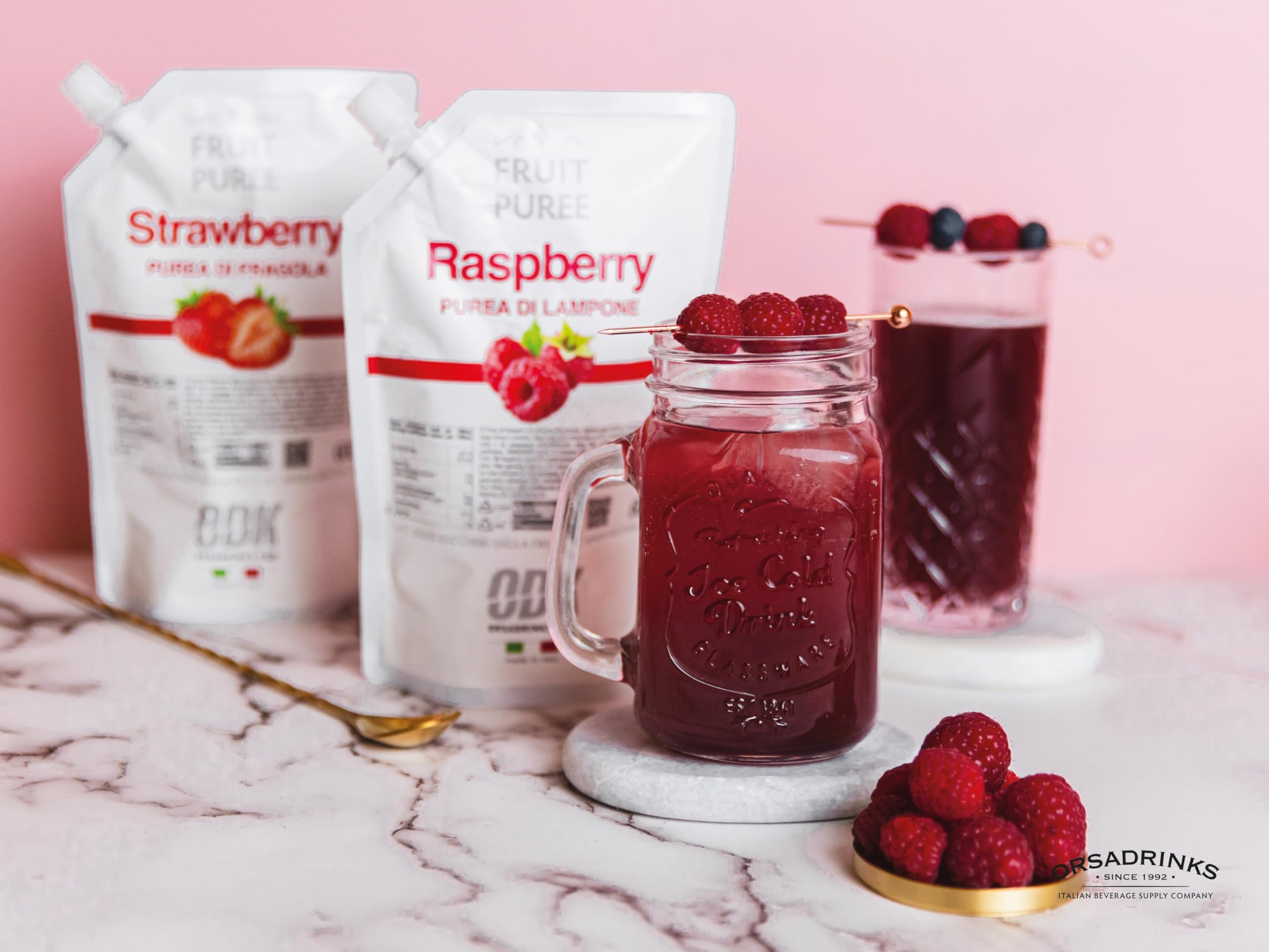 ODK Pure Strawberry Puree for Cocktails, Daiquiris, Cooking, Baking & Desserts – 60cl