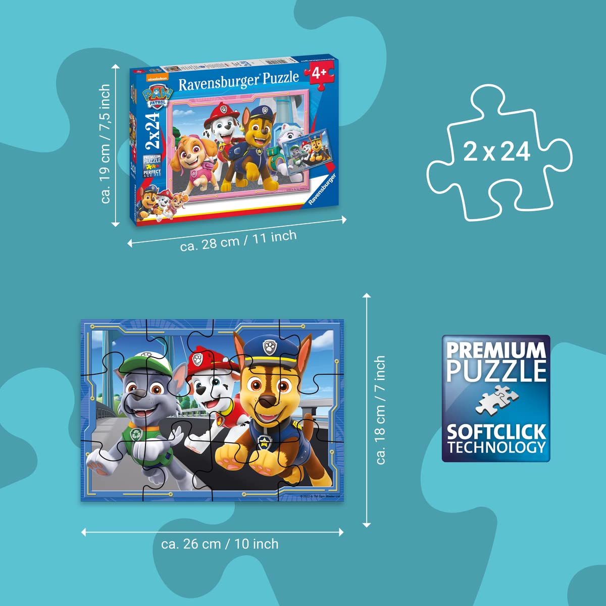 Ravensburger Paw Patrol 2x 24-Piece Jigsaw Puzzles for Kids 4 Years and Up 3