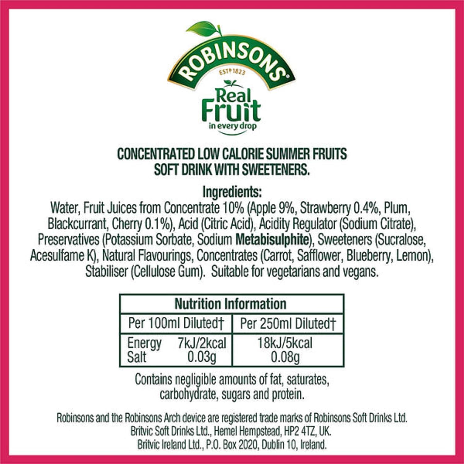 Robinsons Fruit and Barley Summer Fruits Squash Concentrate, 1L 5