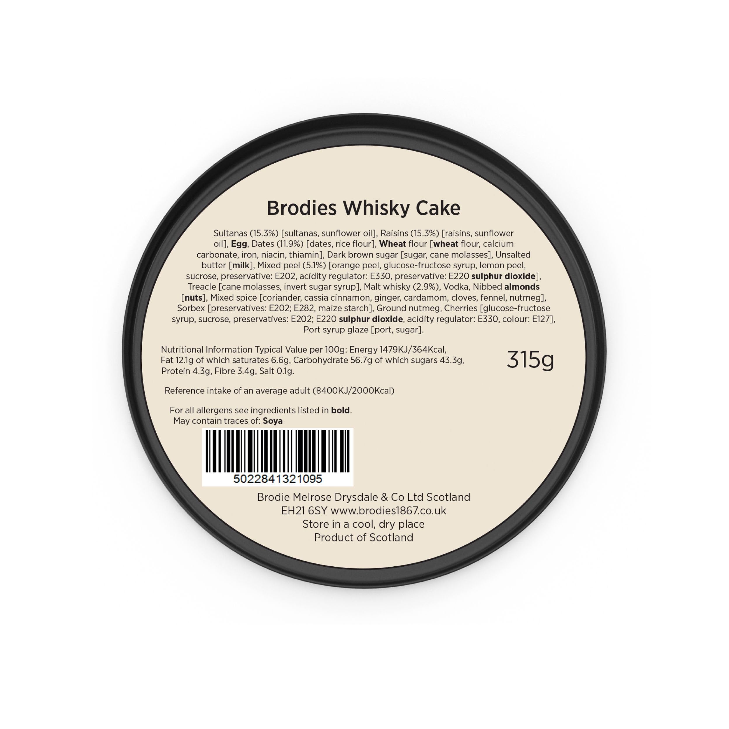 Brodies Single Malt Whisky Cake - 315g 2
