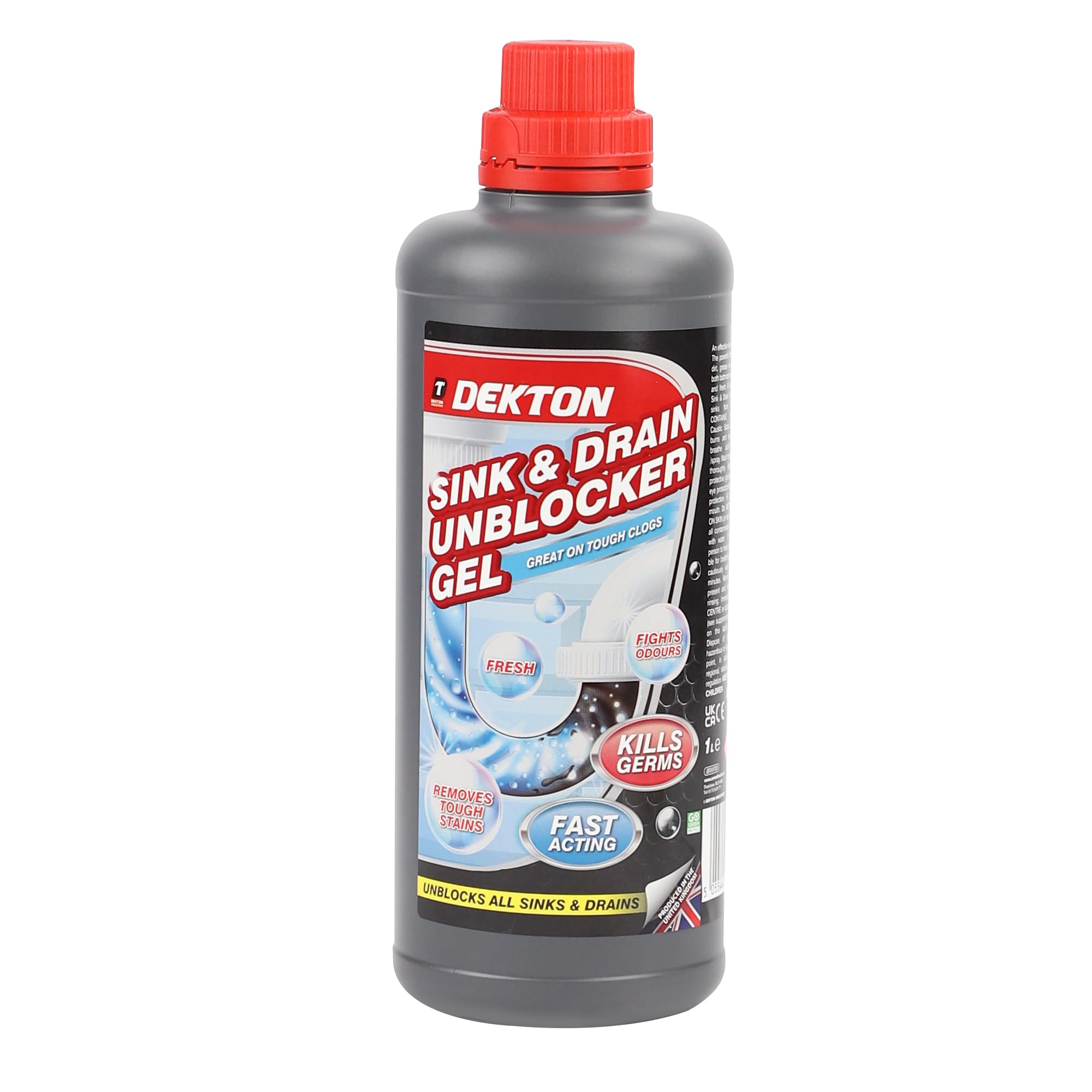 DEKTON Sink and Drain Unblocker - Powerful Formula for Clogs | 1 Litre Liquid Bottle