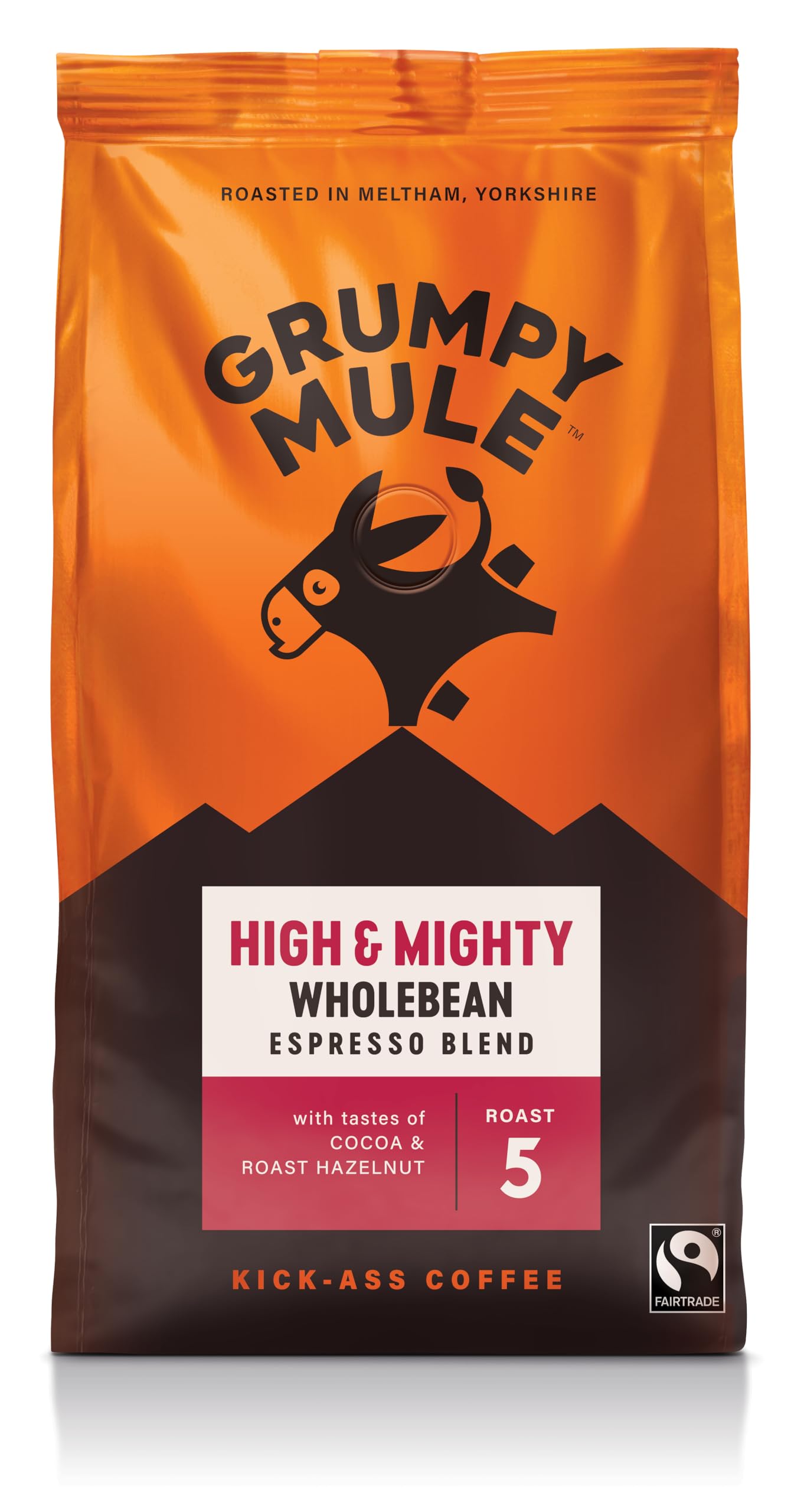 Grumpy Mule High and Mighty Espresso Blend Whole Coffee Beans - Fairtrade Arabica Coffee with Cocoa & Hazelnut Notes 1