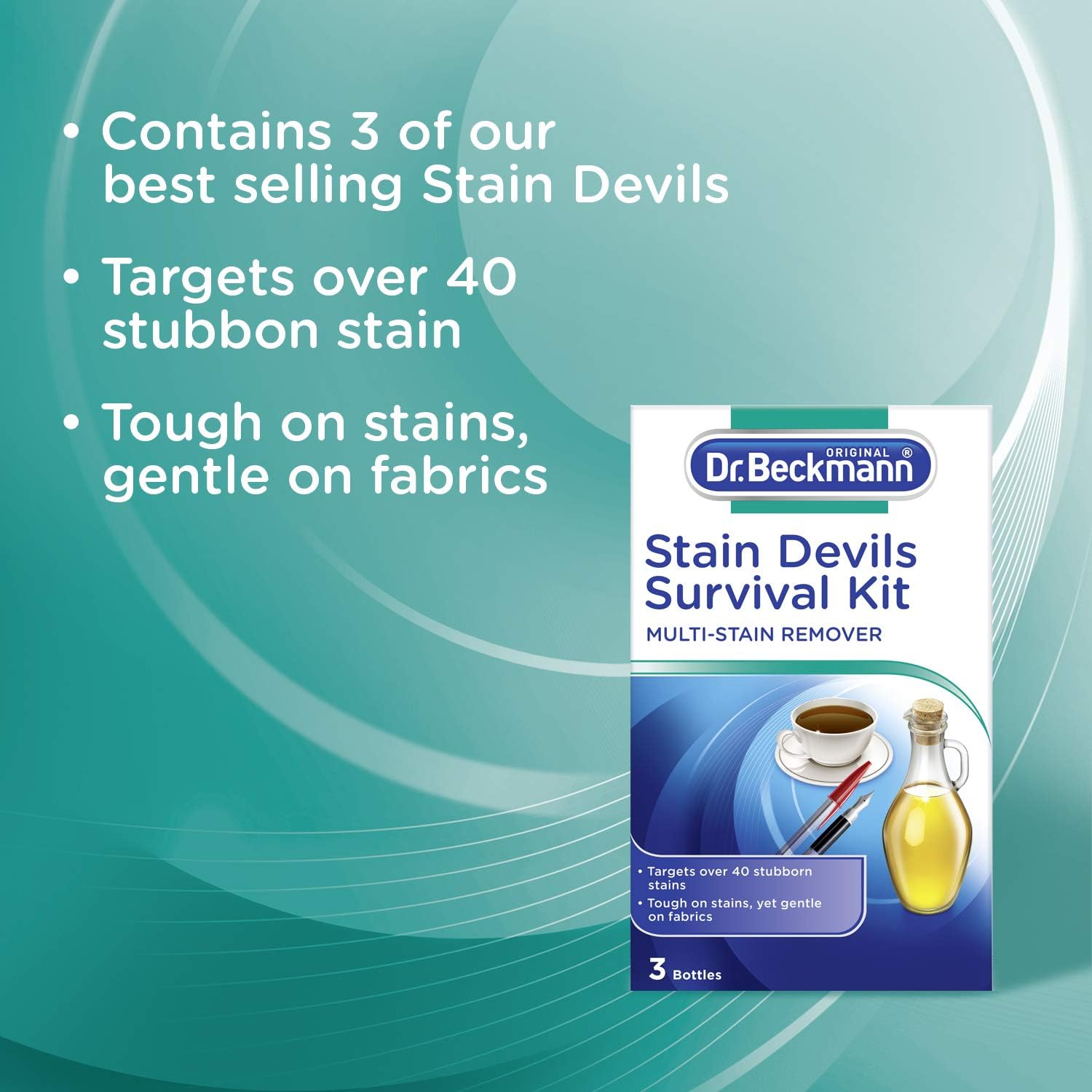 Dr. Beckmann Stain Devils Survival Kit (2 x 50ml, 1 x 50g) - Stain Remover for Washable Fabrics