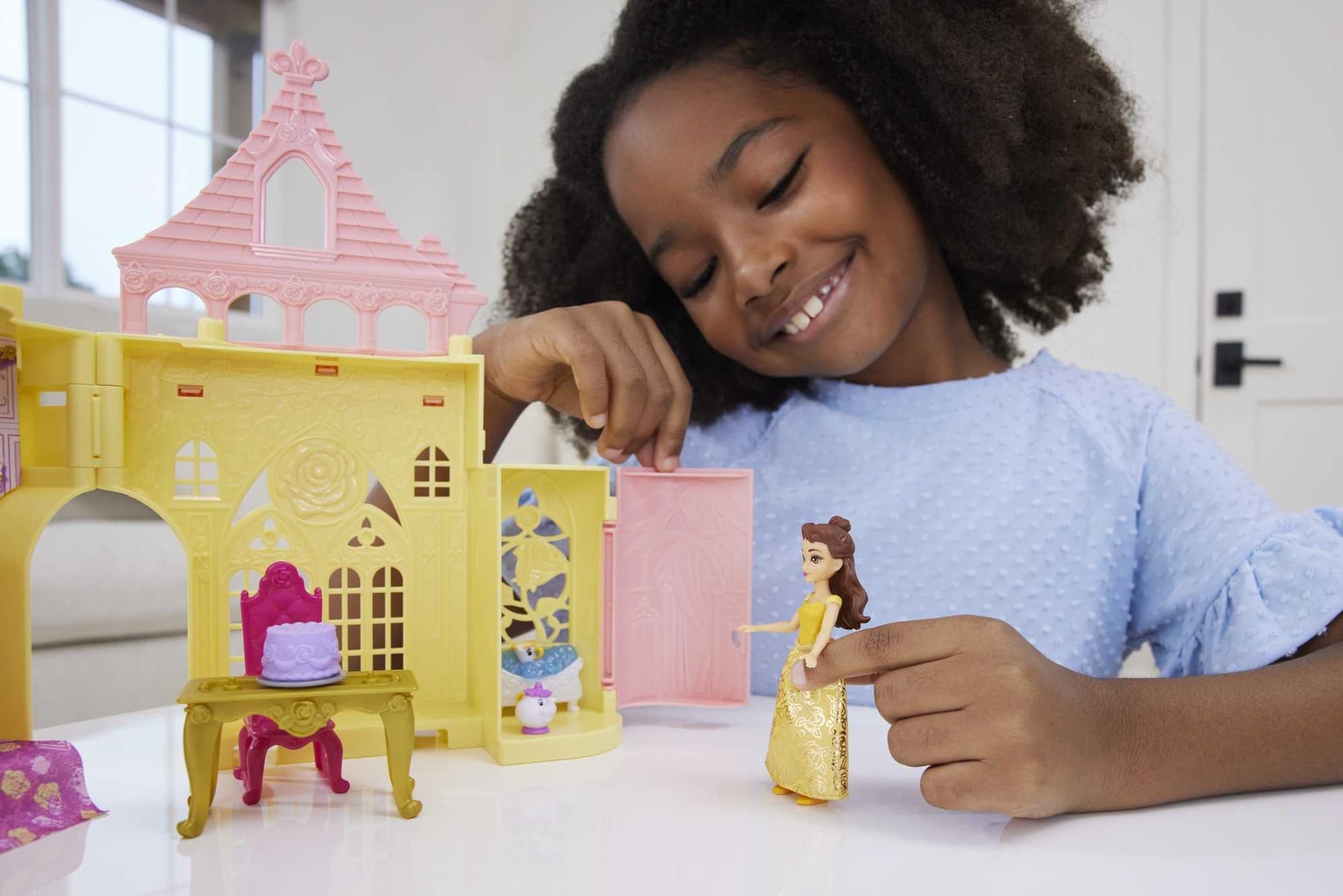 Mattel Disney Princess Storytime Stackers Belle's Castle Playset - 15-Piece Stackable Doll House for Kids 3 Years & Up 3
