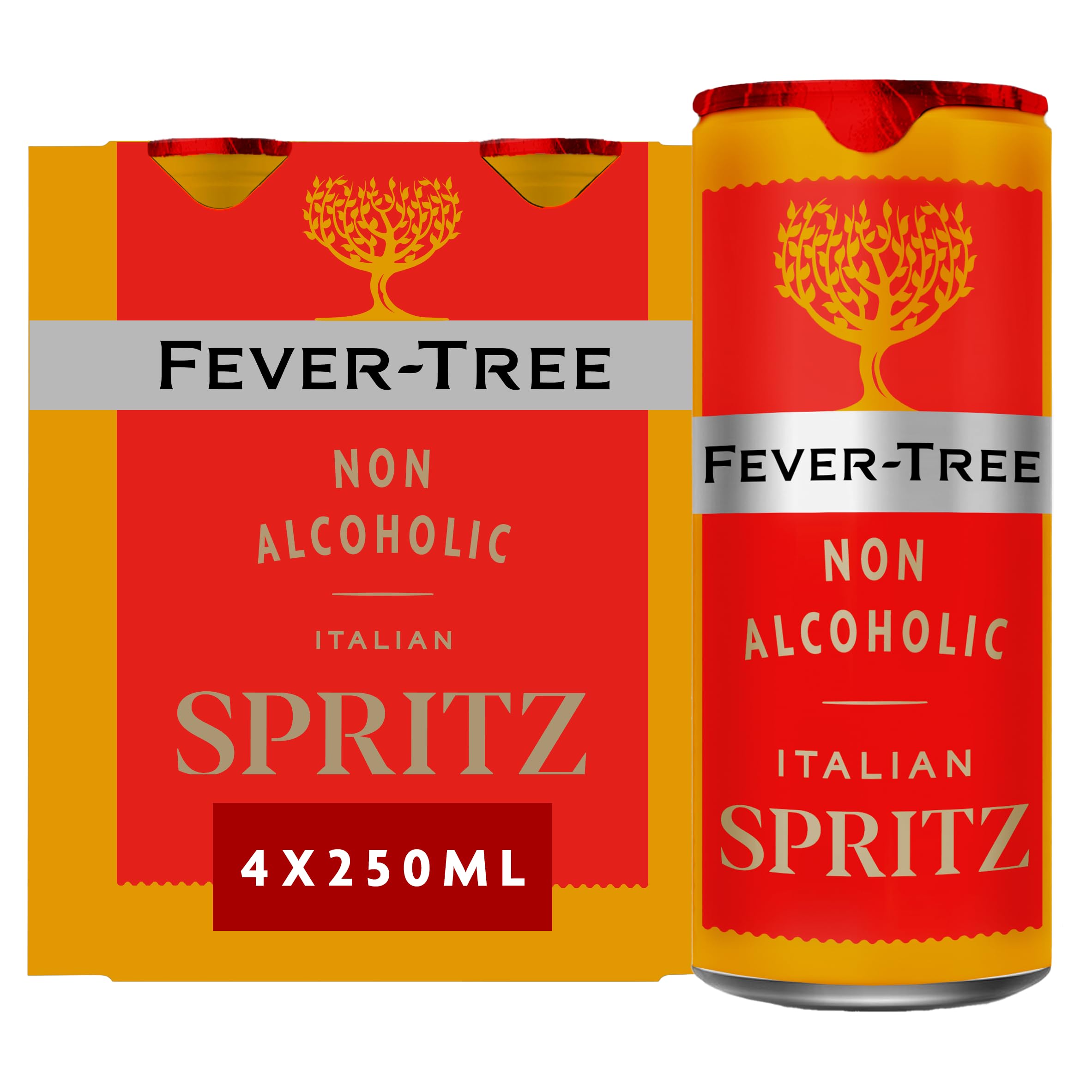 FEVER-TREE Non-Alcoholic Italian Spritz - Bold & Refreshing Bitter Aperitif | 4 x 250ml Cans