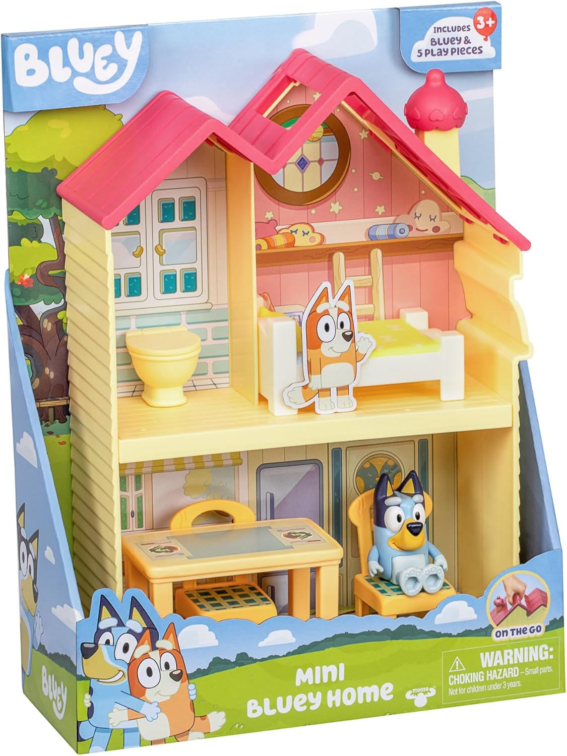 Mini Bluey Home Playset - Compact House with Carry Handle & 3 Rooms