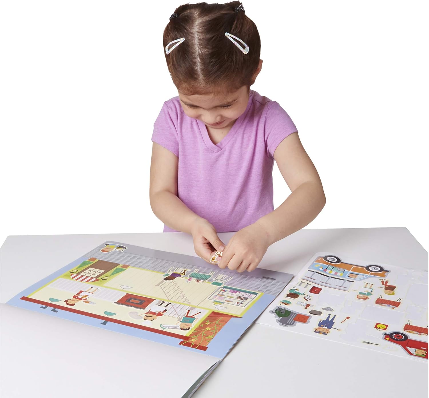 Melissa & Doug Reusable Sticker Pad - My Town | 200 Stickers & 5 Scenes | Ages 3+