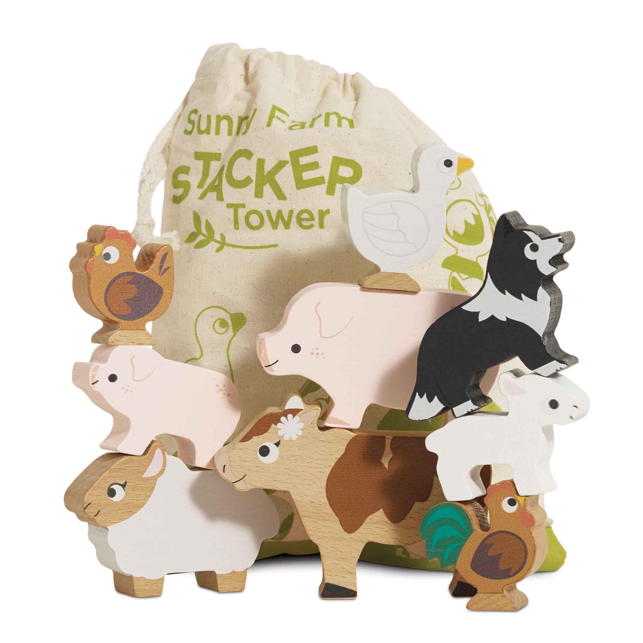 Le Toy Van Farm Animals Wooden Stacking Toy PL141 | Ages 18 Months+ | 9 Pieces 1