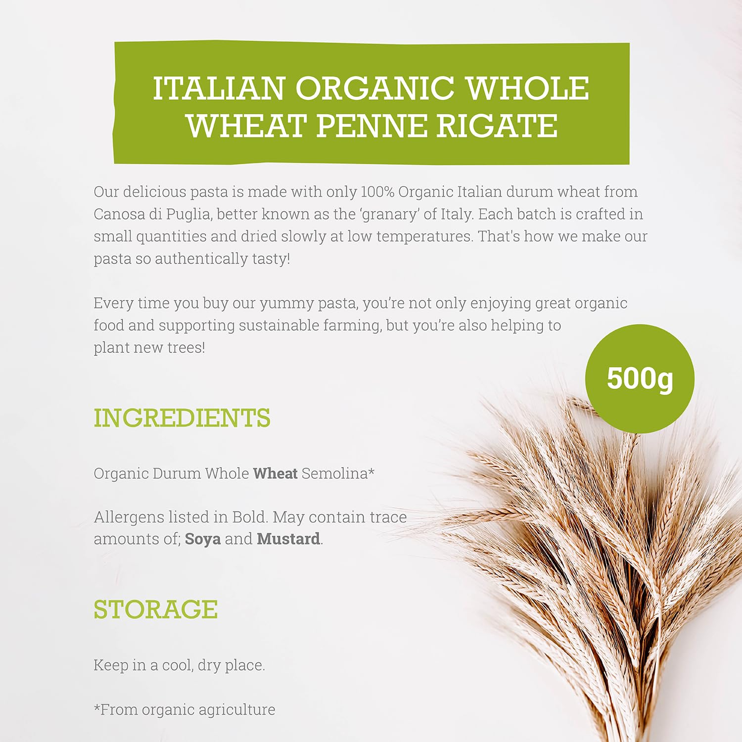 Mr Organic - Organic Whole Wheat Penne 500g (Pack of 1) - Non GMO & Preservative Free 4