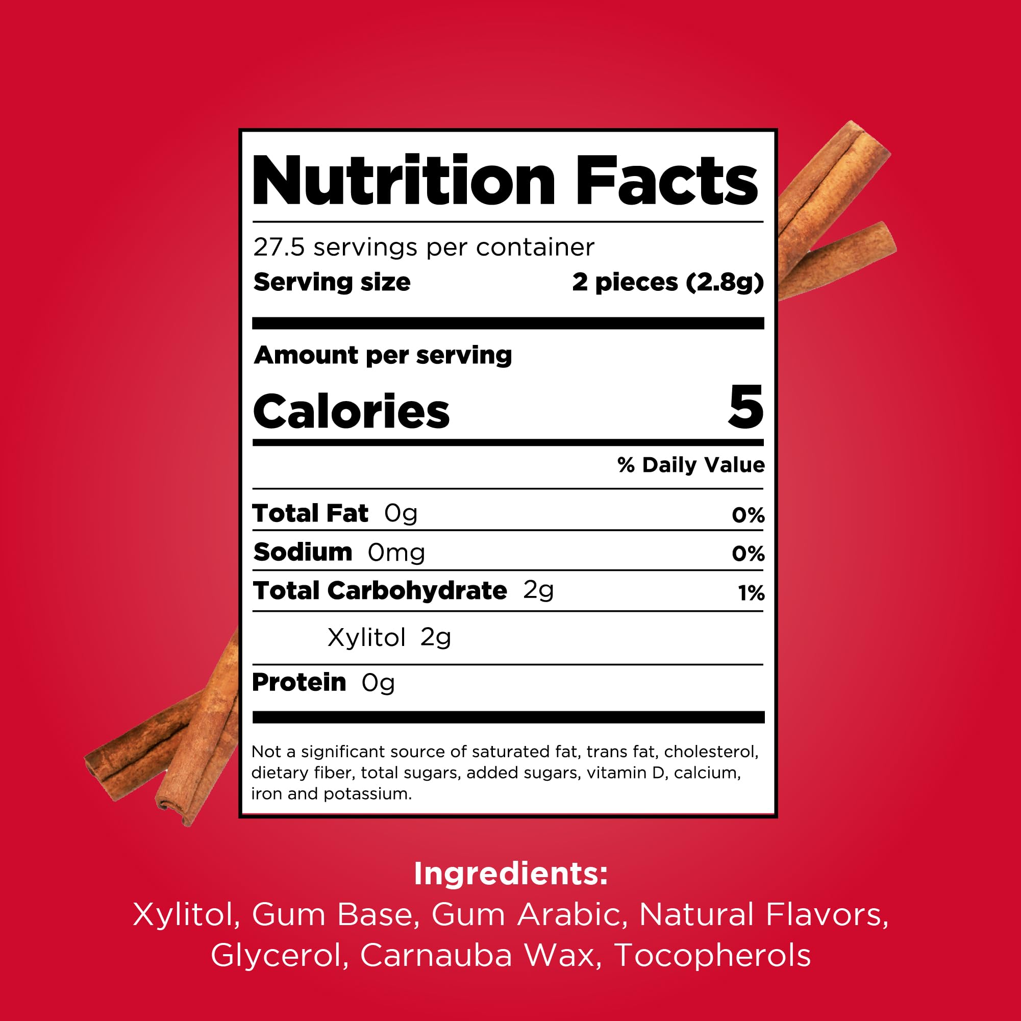 PUR - Natural Cinnamon Sugar-Free Chewing Gum, 55 Pieces (Pack of 1) 3