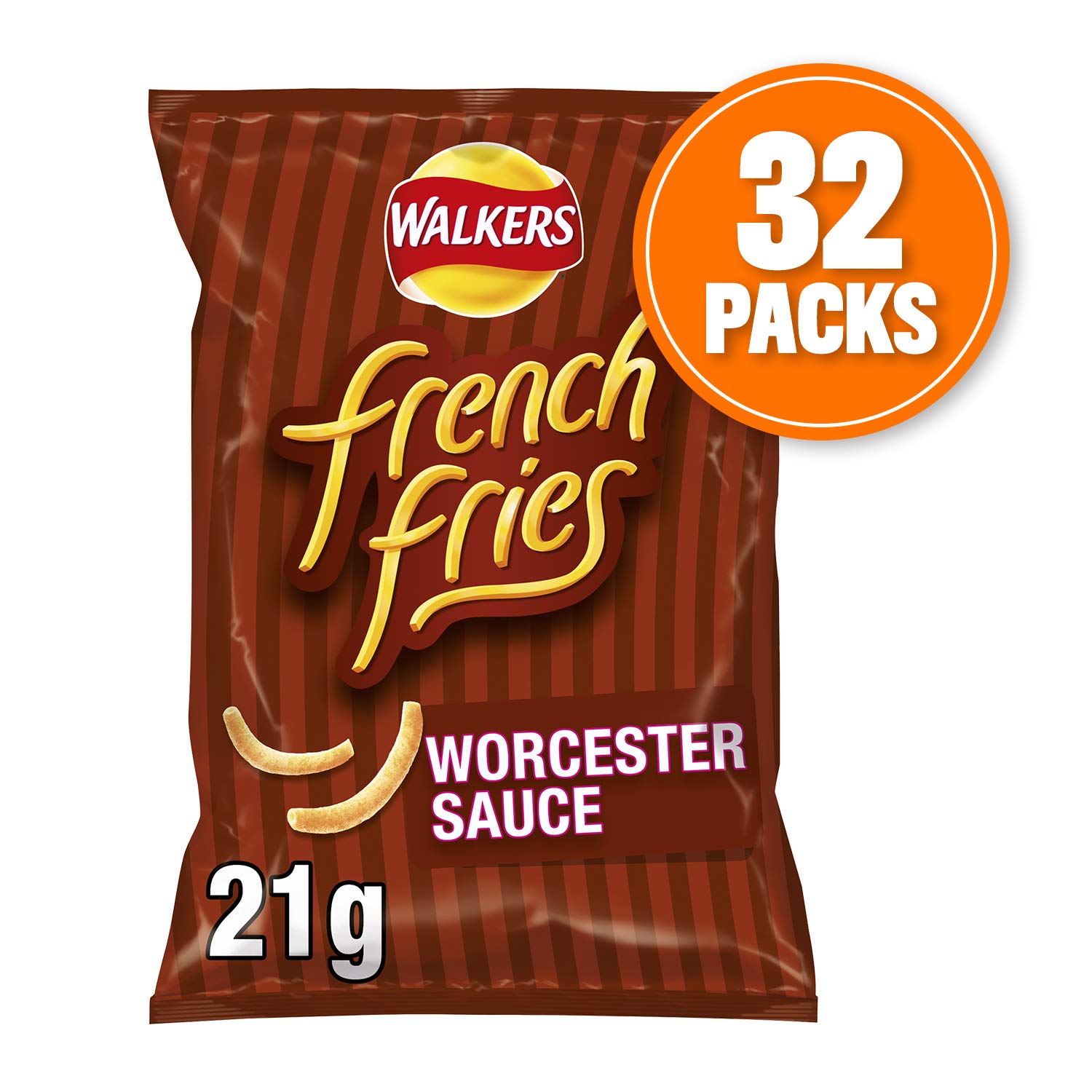 Walkers French Fries Worcester Sauce Crisps 21g - Multipack of 32