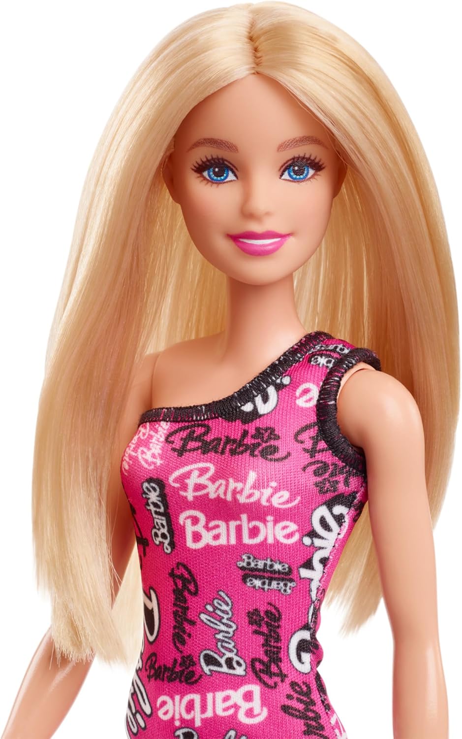 Barbie Fashion Doll with Straight Blonde Hair - Pink One-Shoulder Dress & Shoes 5