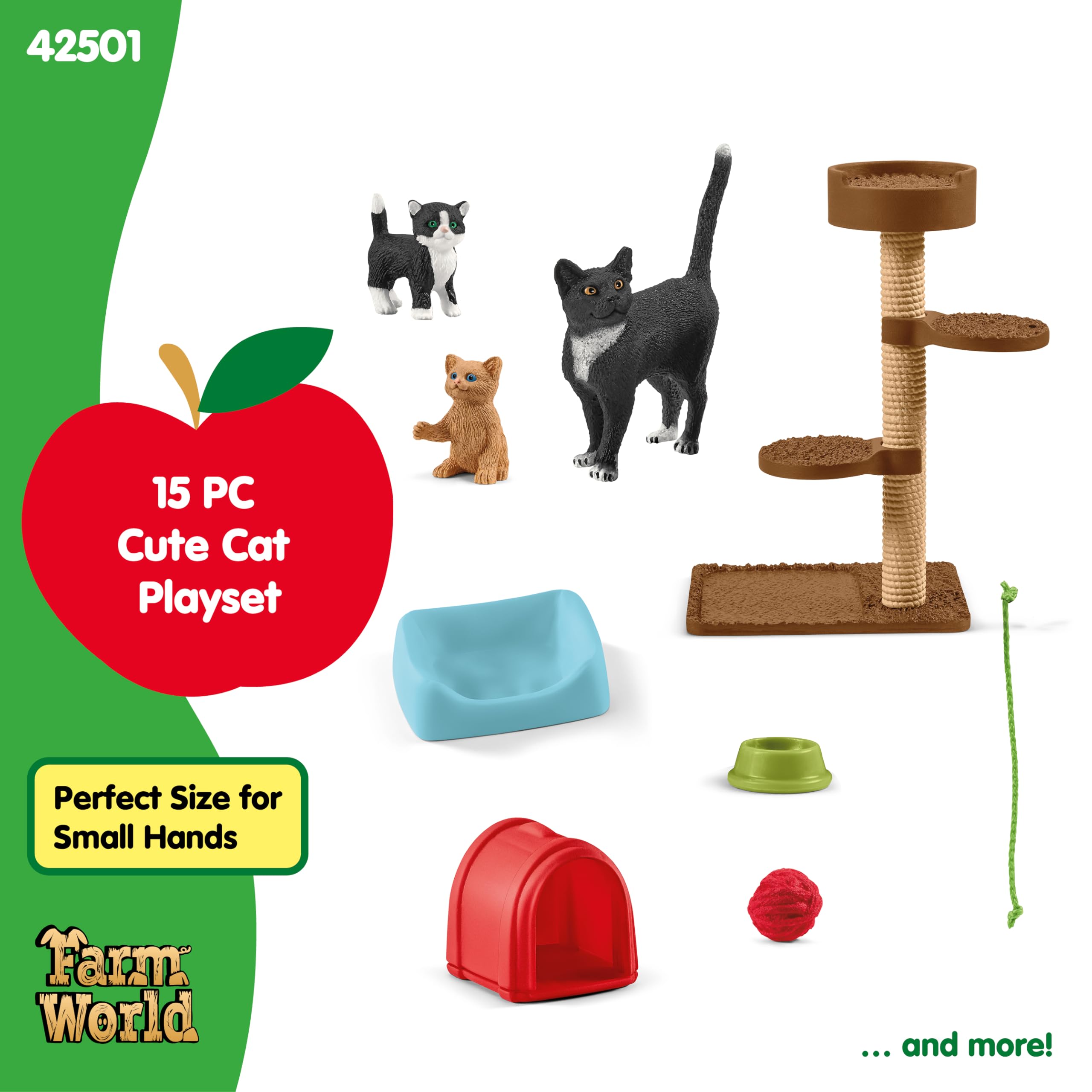 SCHLEICH Playtime for Cute Cats Farm World Playset - Imaginative Play for Kids 3+ 12