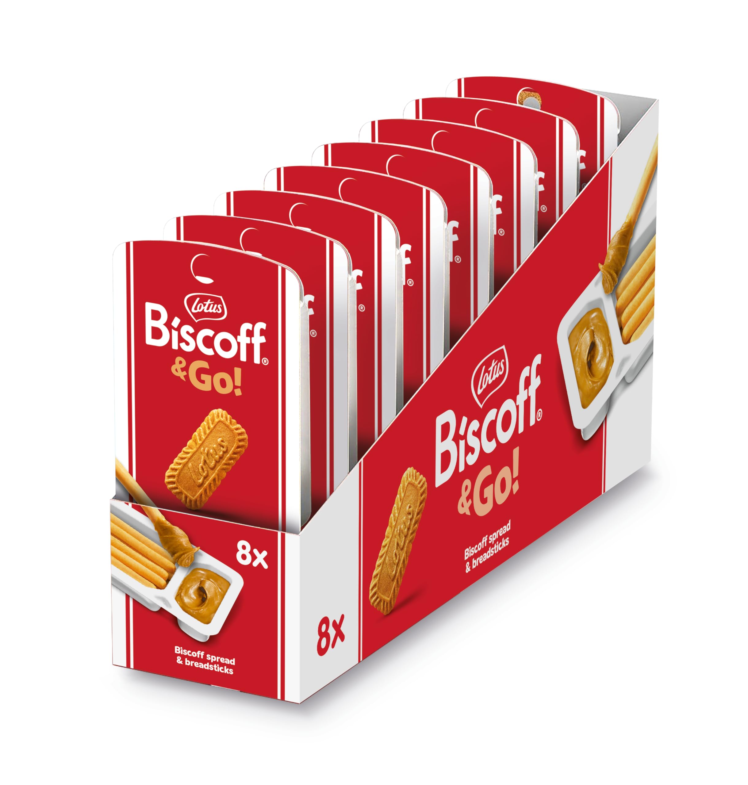 Lotus Biscoff & Go Snack Packs (Pack of 8) - Original Caramelised Biscuit Spread with Breadsticks