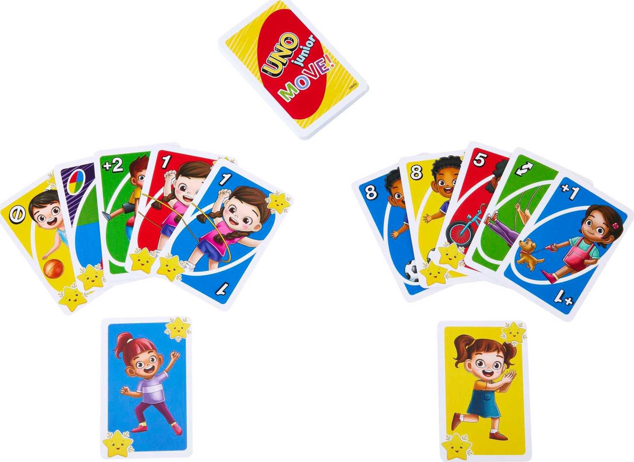 Mattel Games UNO Junior Move Kids Card Game with Action Rules for Family Night, Travel, Camping and Party, HNN03 12