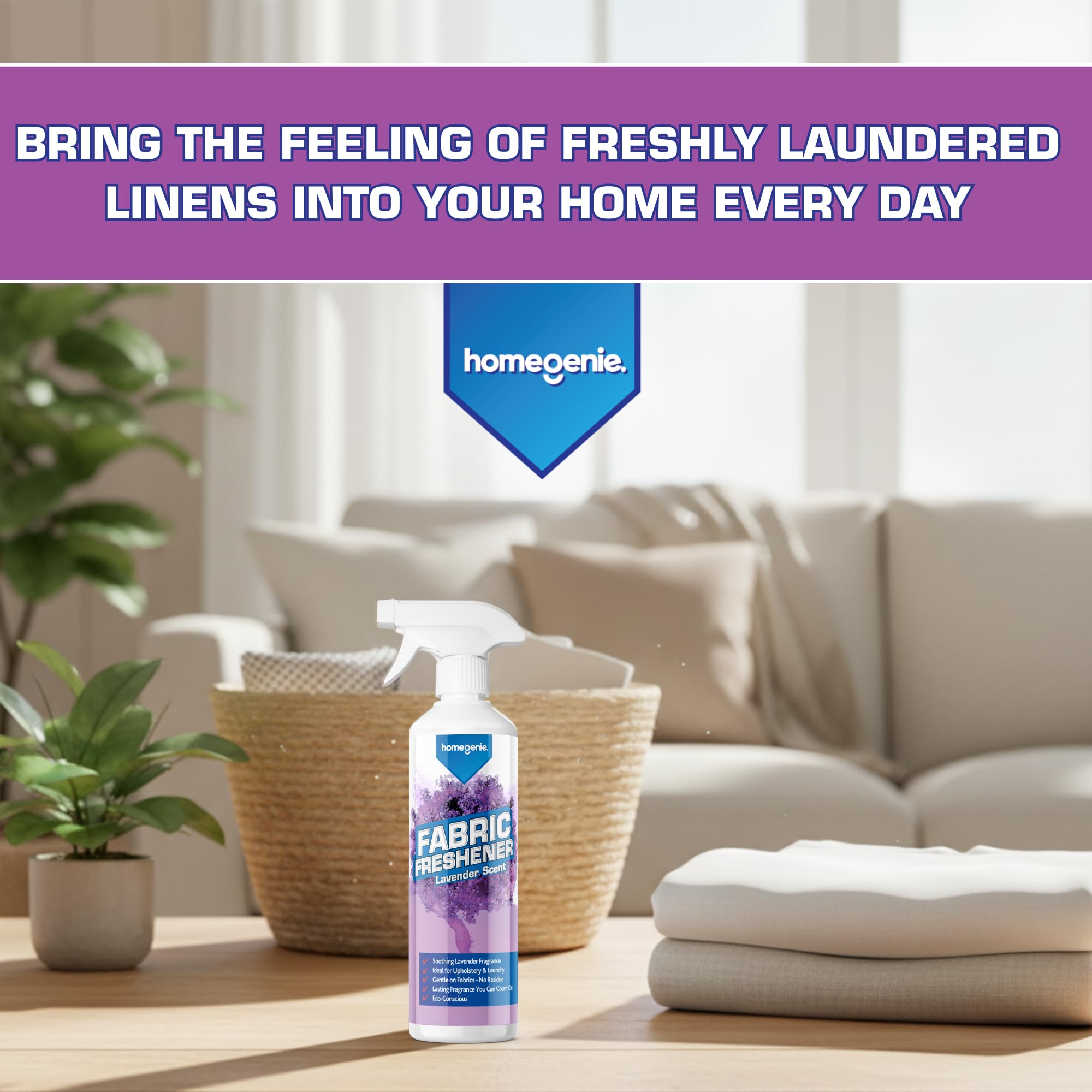 HomeGenie Fabric Freshener Spray - Lavender Scent | 500ml Bottle 4