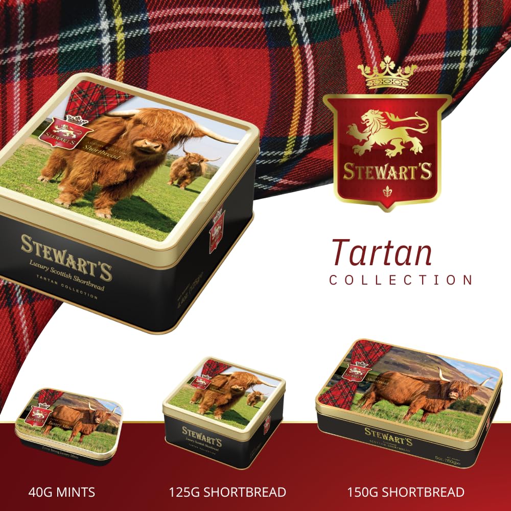 Stewart's Highland Cow Shortbread Gifting Tin (125g) - Traditionally Made Scottish Treat 4