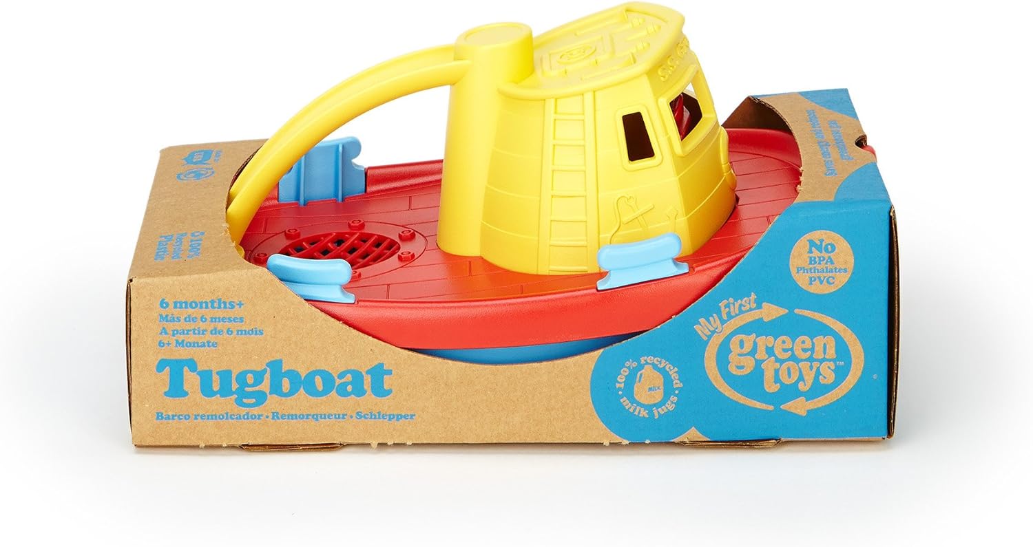 Green Toys Tugboat - Recycled Plastic Bath & Water Toy for Kids 6+ Months 5
