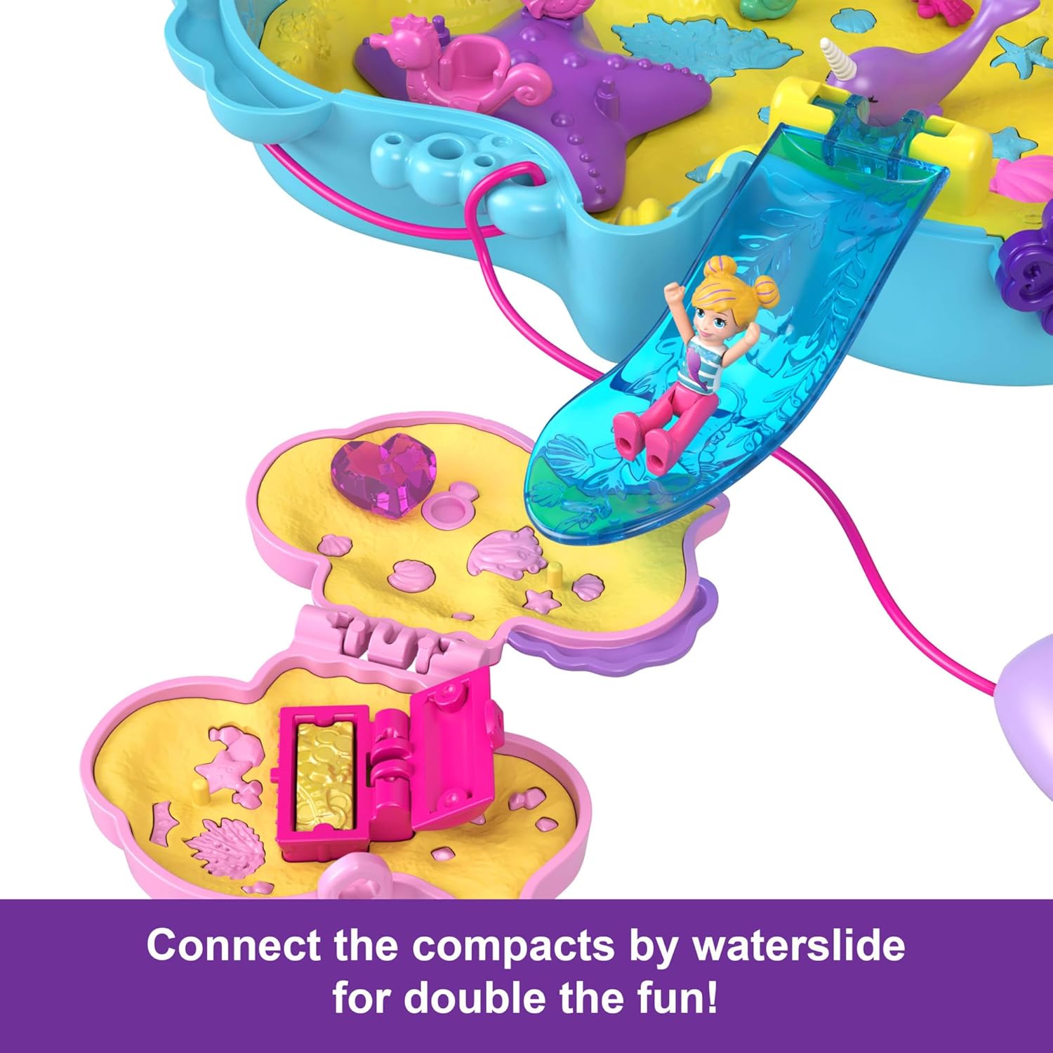 Polly Pocket 2-in-1 Daddy & Me Seahorse Playset with Dolls, Pets & 13 Accessories - Ages 4+ 4