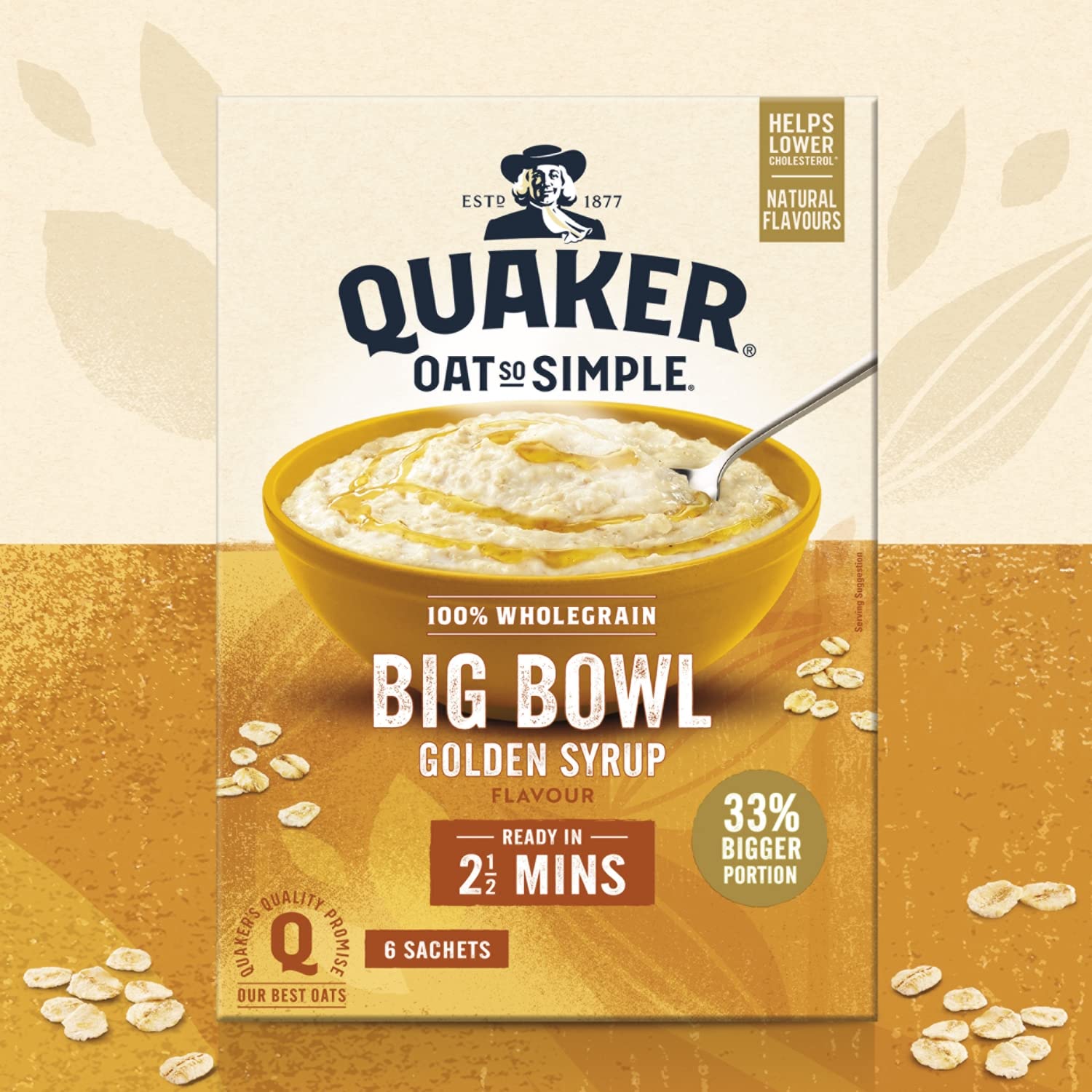 Quaker Oat So Simple Big Bowl Golden Syrup, 6 Sachets (297.6 g) 5