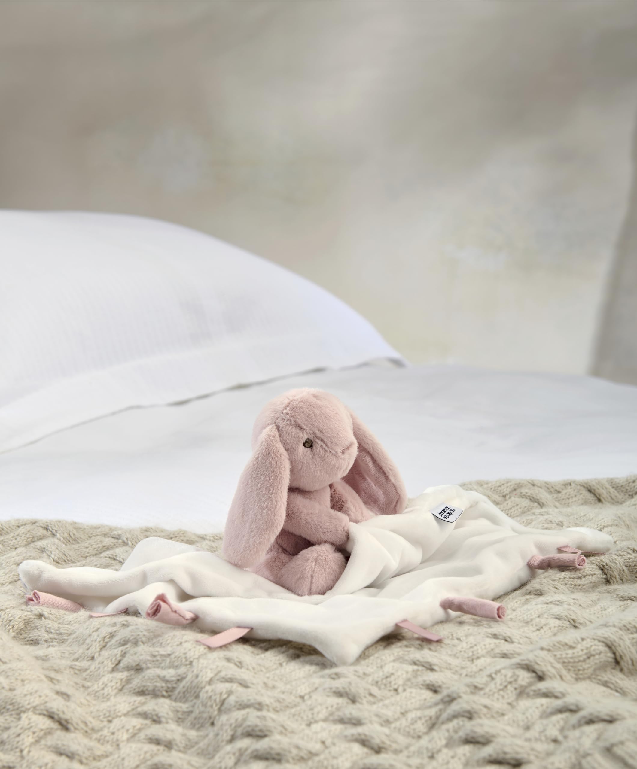 Mamas & Papas Pink Bunny Comforter - Super Soft Faux Fur Plush for Babies & Toddlers 3