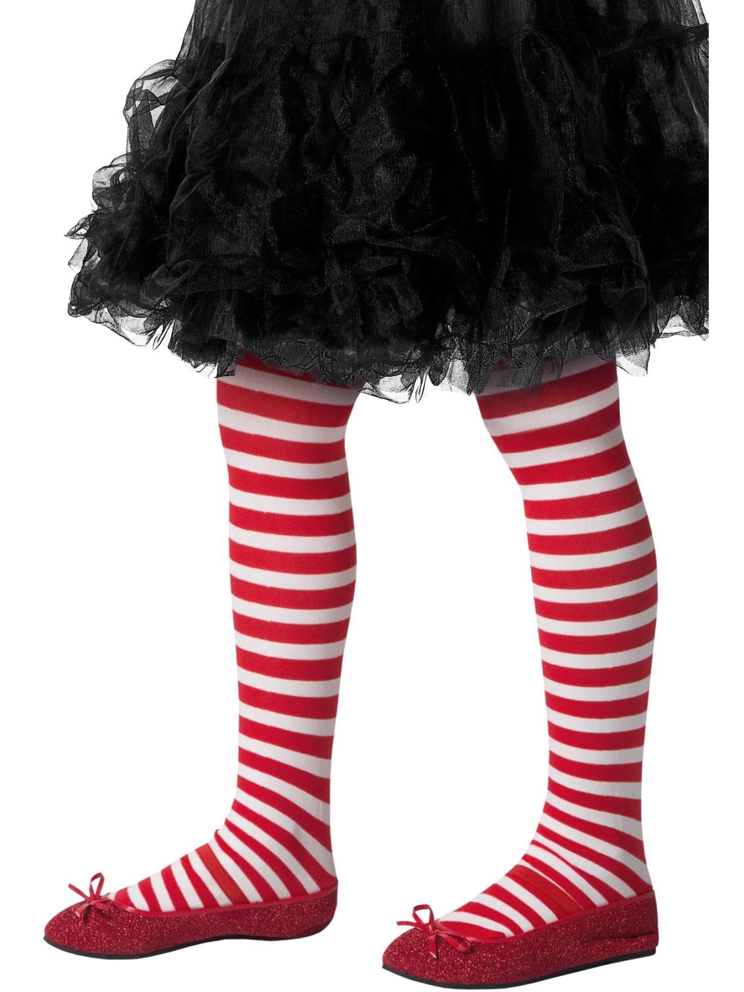 Smiffys Red & White Striped Tights - Festive Accessory for Elf/Santa Costumes | Polyester | One Size