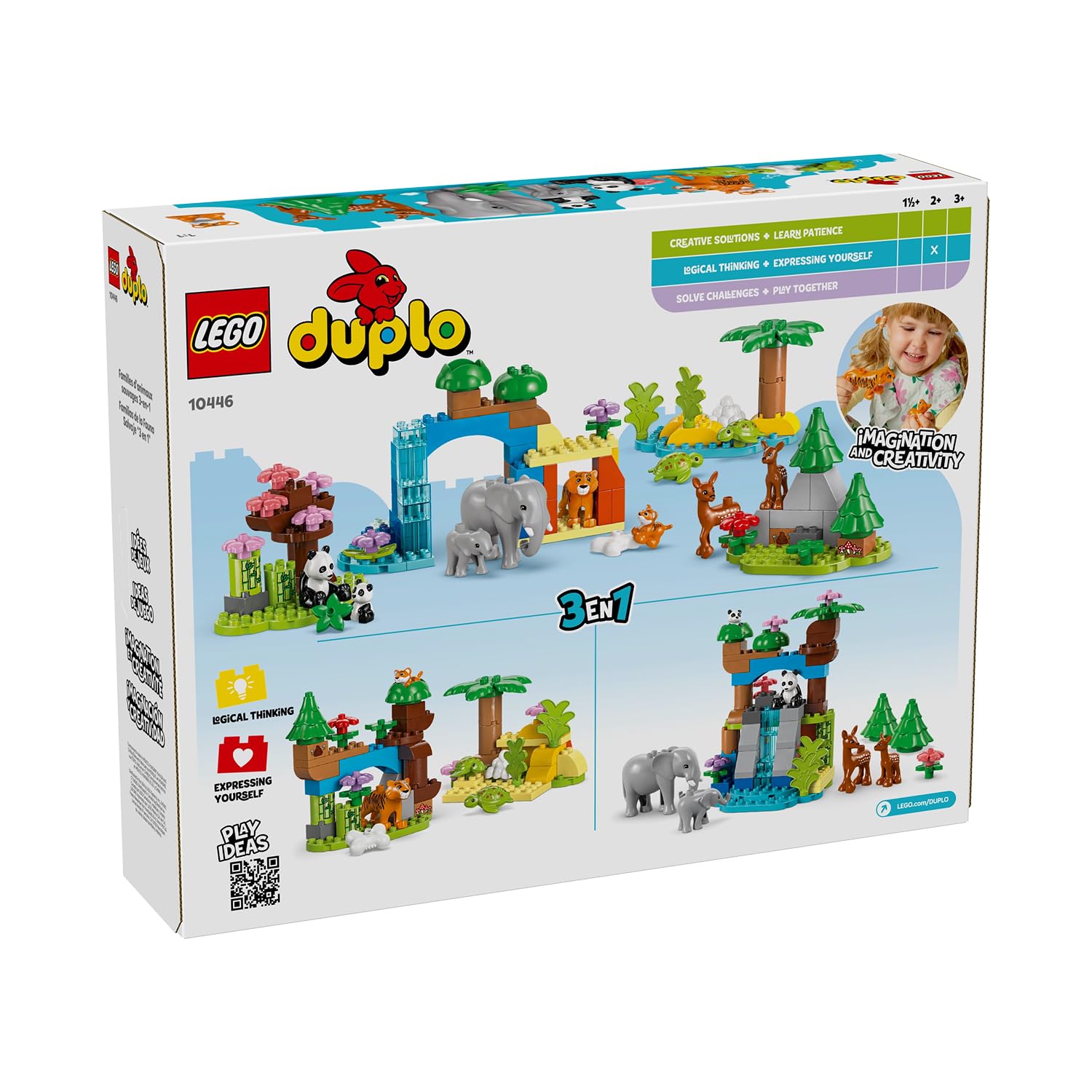LEGO DUPLO 3in1 Wild Animal Families Set - Educational Building Toy for Toddlers 2+ 6
