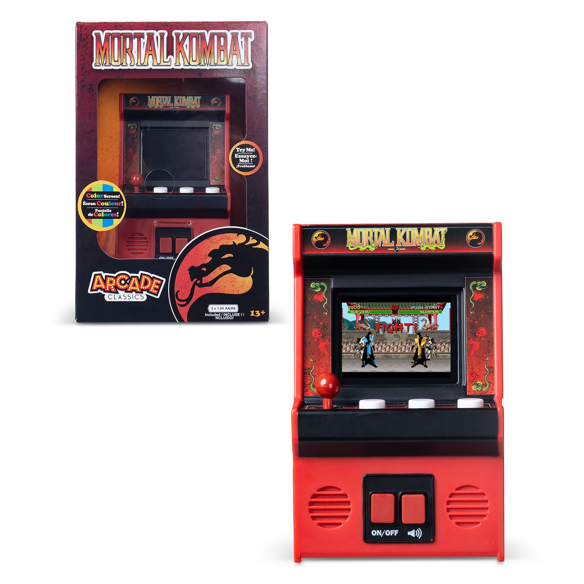 Basic Fun Arcade Classics Mini Mortal Kombat – Retro Handheld Game with Joy 2
