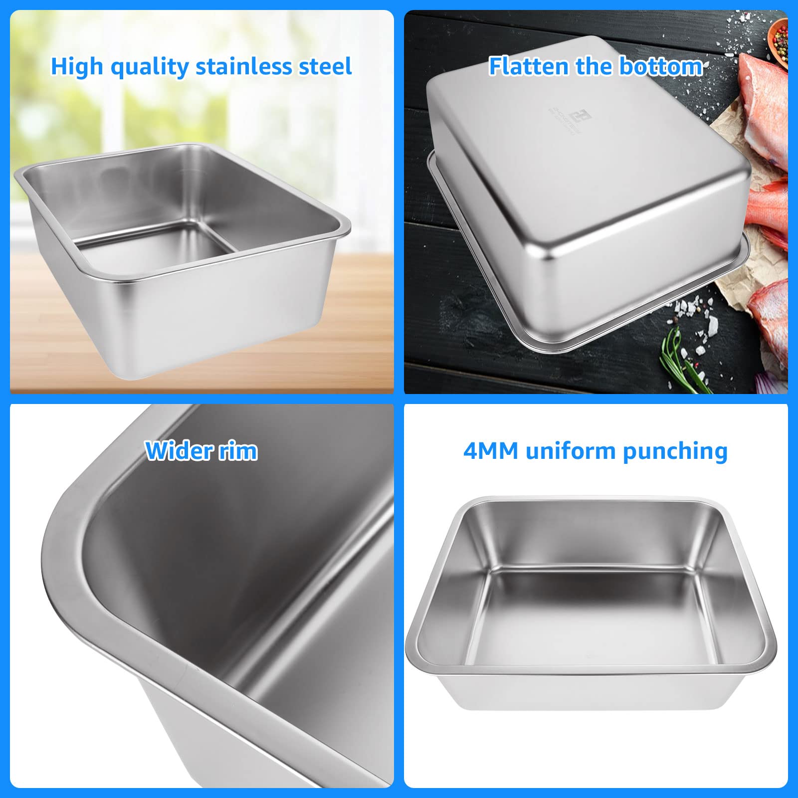 ASelected - Stainless Steel Large Rectangular Washing Up Bowl 17L 4