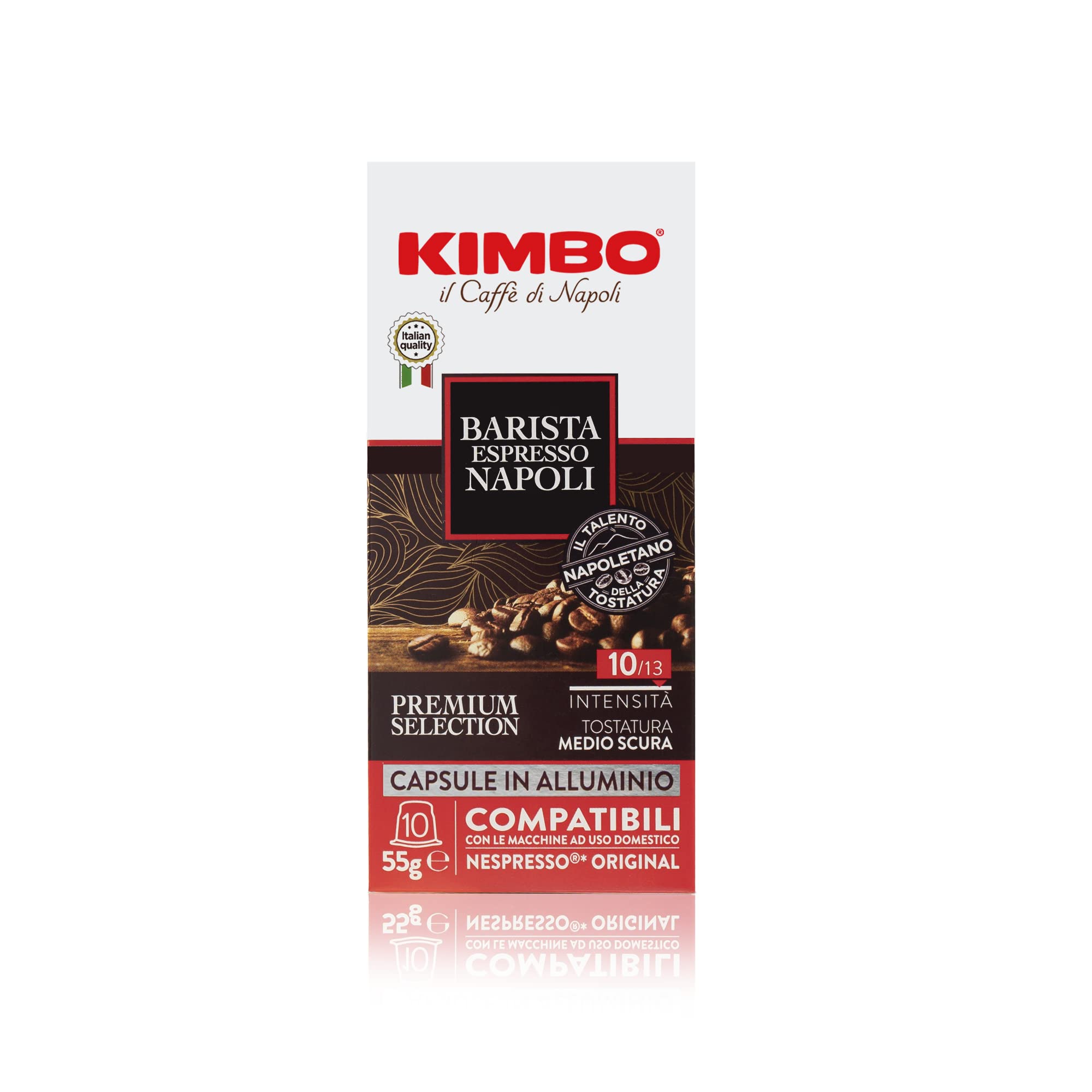 Kimbo Coffee Espresso Napoli Capsules (10-Pack) | Nespresso-Compatible Italian Coffee Pods | Medium Dark Roast with Arabica & Robusta Blend