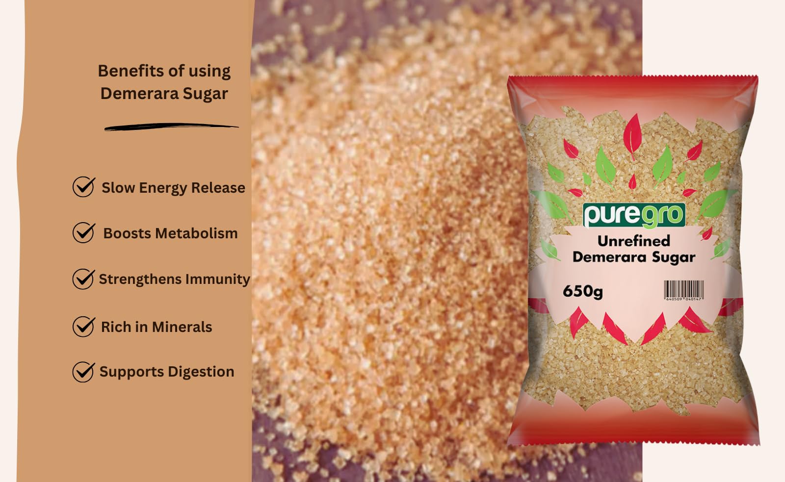 Puregro Demerara Sugar - Premium Golden Cane Sugar for Baking & Beverages 6