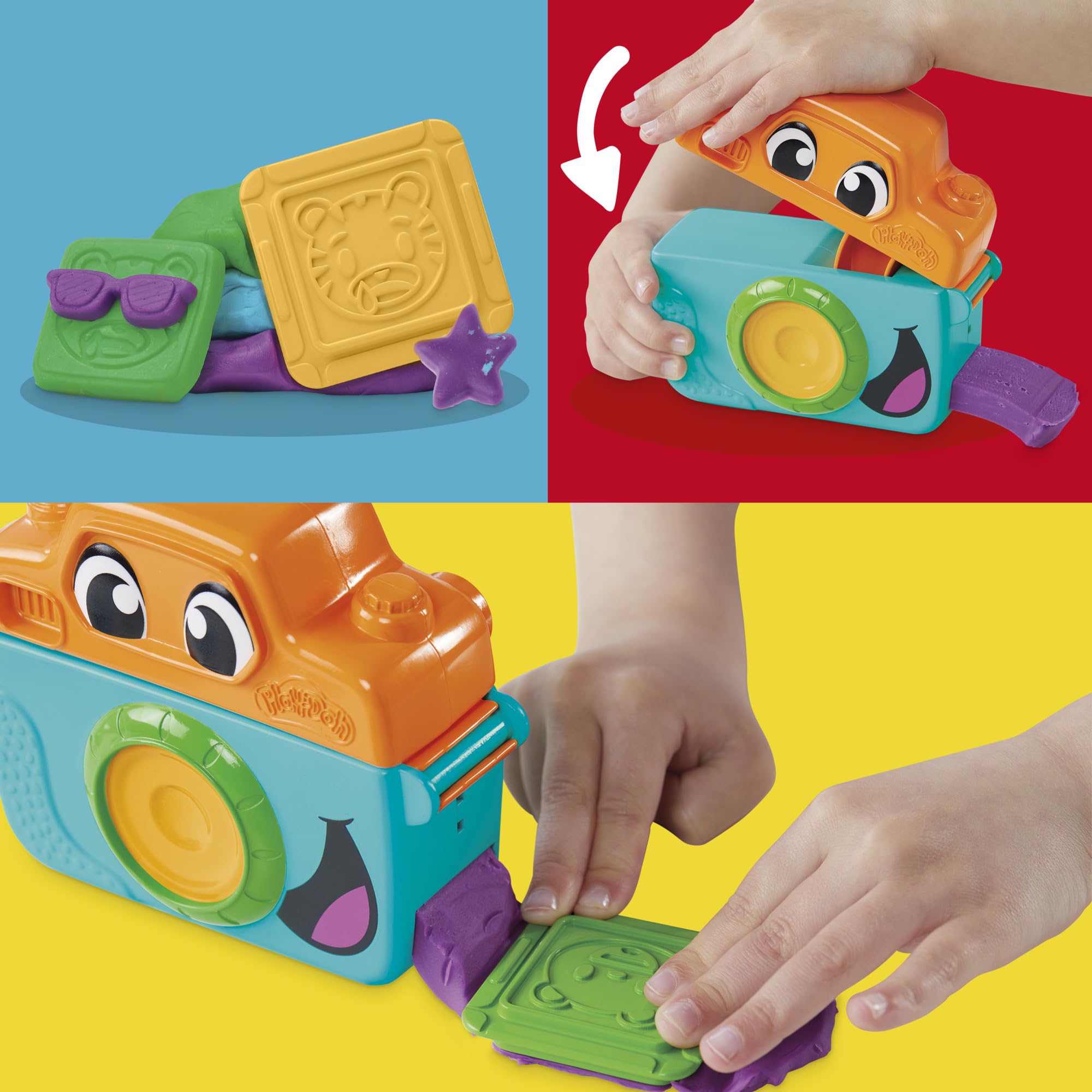 Play-Doh Photo Fun Toy Camera Starter Set - Squeeze & Stamp Animal Faces for Ages 2+ 3