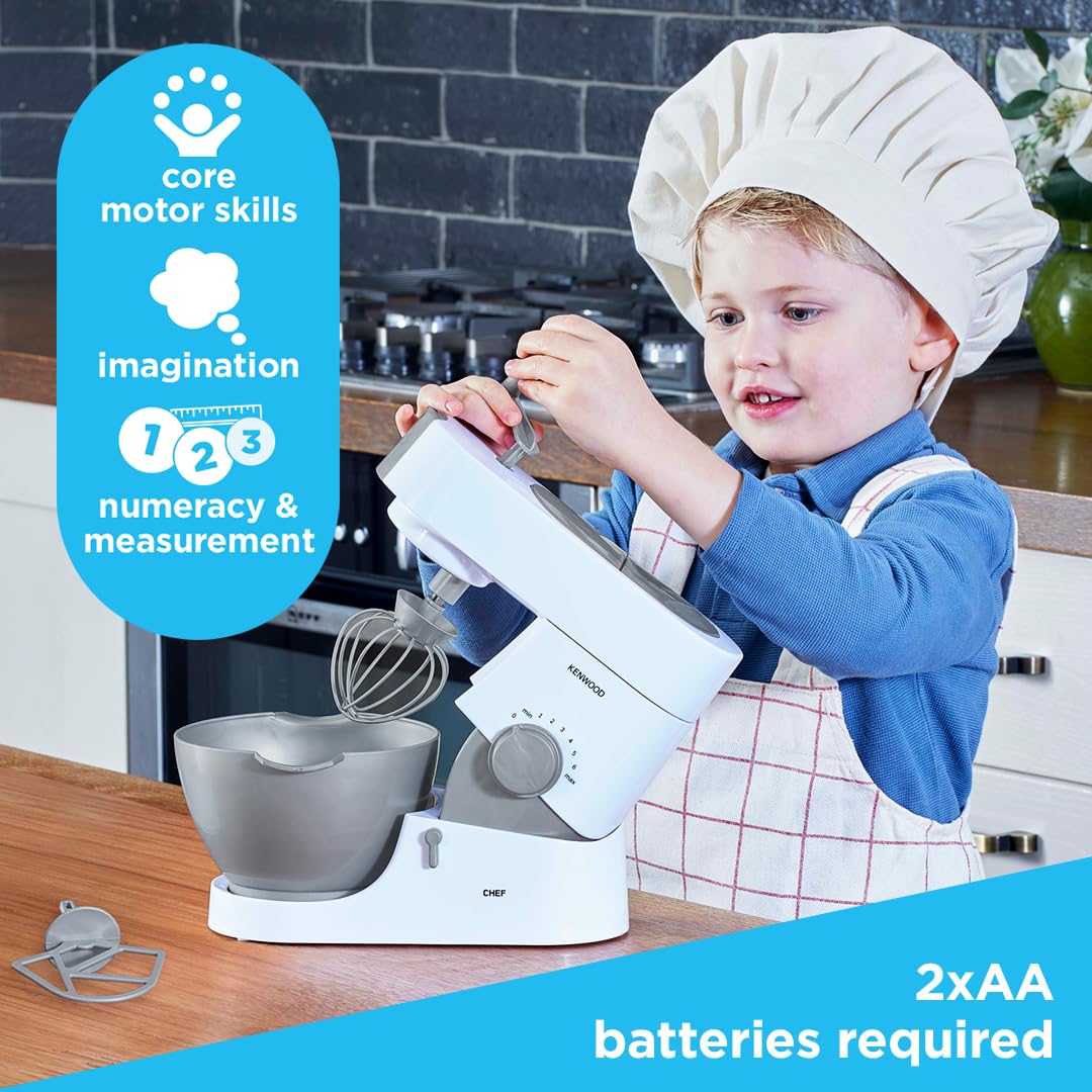 Casdon 63550 Kenwood Toy Mixer for Children Aged 3+ | Perfect for Budding Bakers Who Enjoy Mixing Real Food, Grey,26x15.5x19.5 cm 6