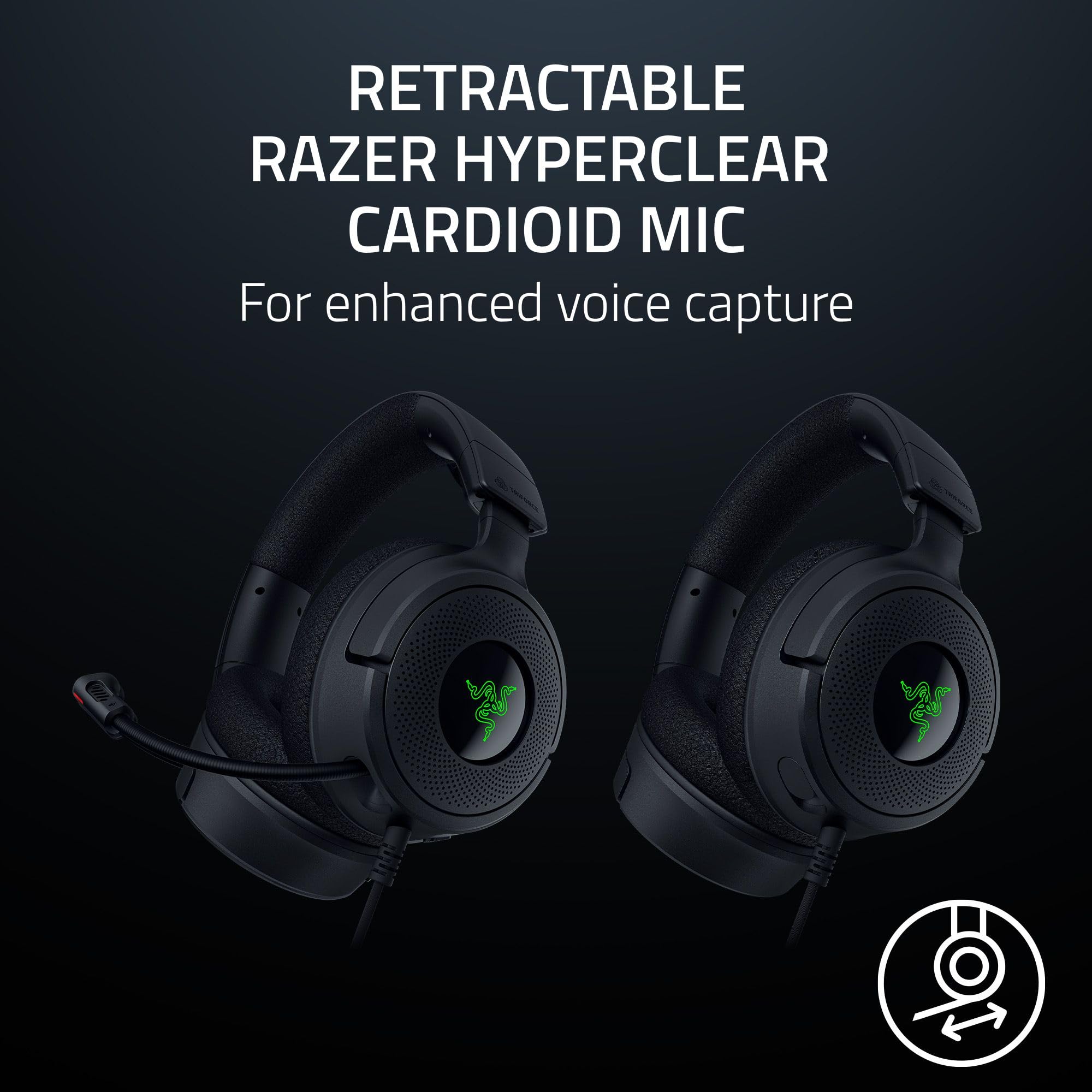 Razer Kraken V4 X - Wired PC Gaming Headset with TriForce 40mm Drivers, 7.1 Surround Sound, Retractable Mic & Chroma RGB - Black 5
