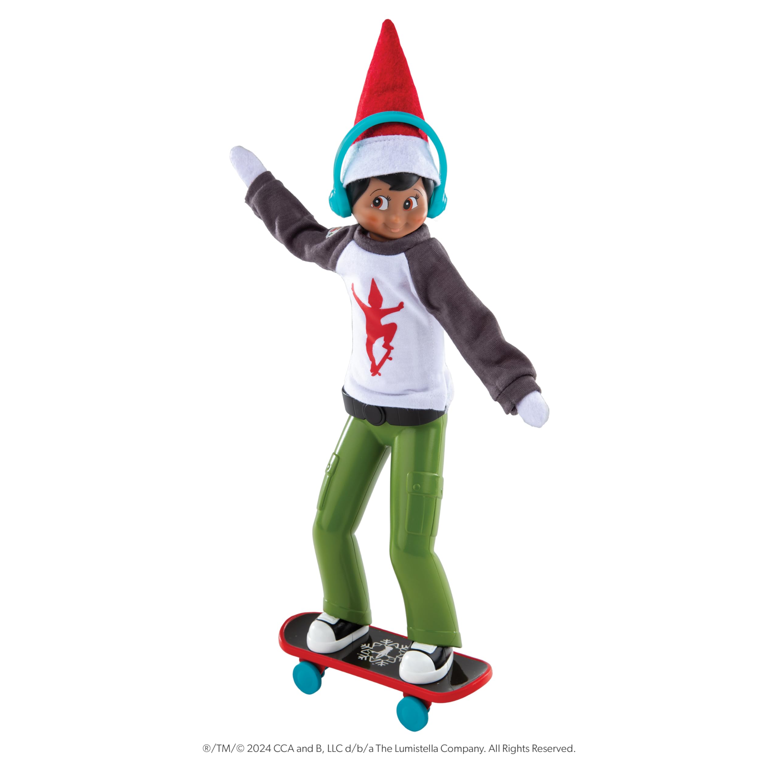 The Elf on the Shelf Holly Jolly Ollie Skateboard Set - Skateboard Playset for Kids 3 Years and Up
