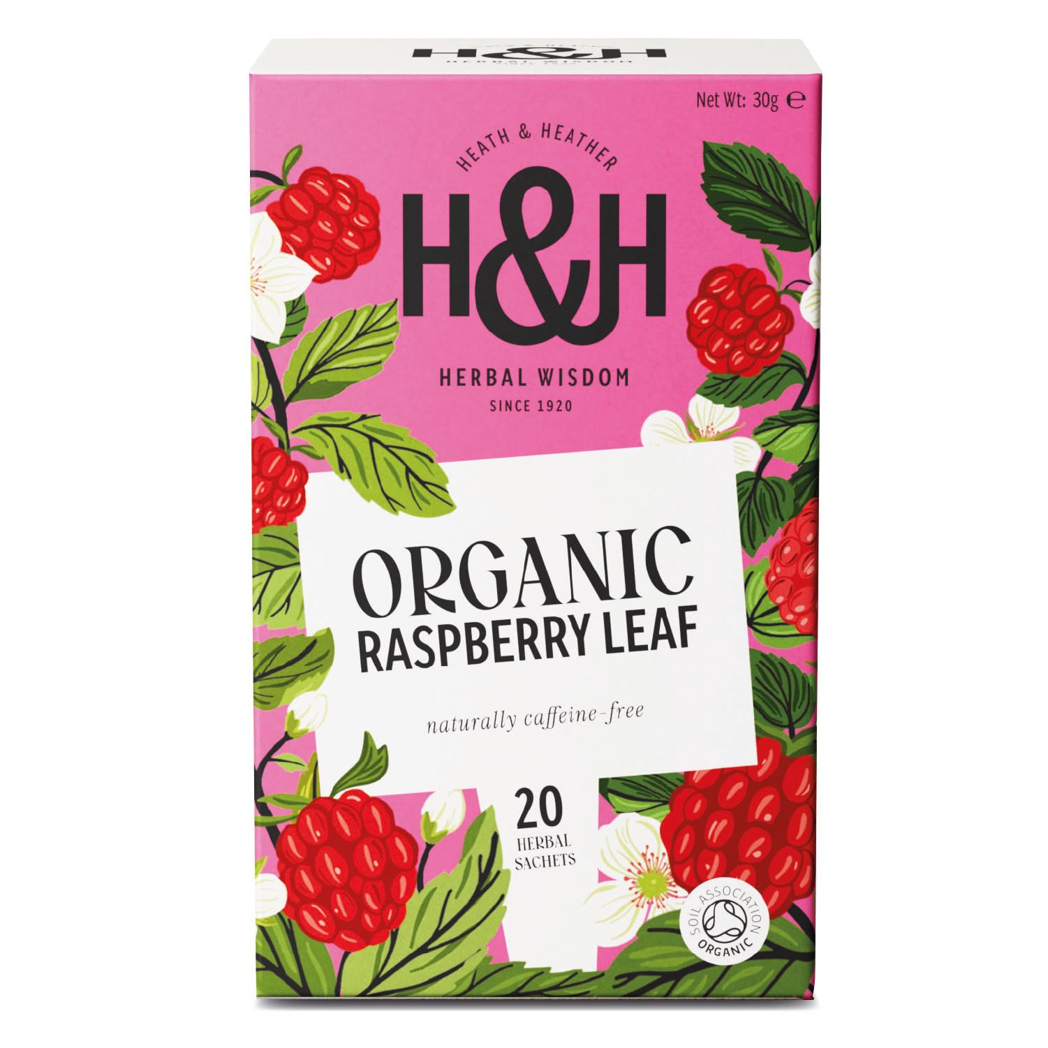 Heath & Heather Organic Raspberry Leaf Herbal Tea - Supports Women's Health | 20 Count Teabags
