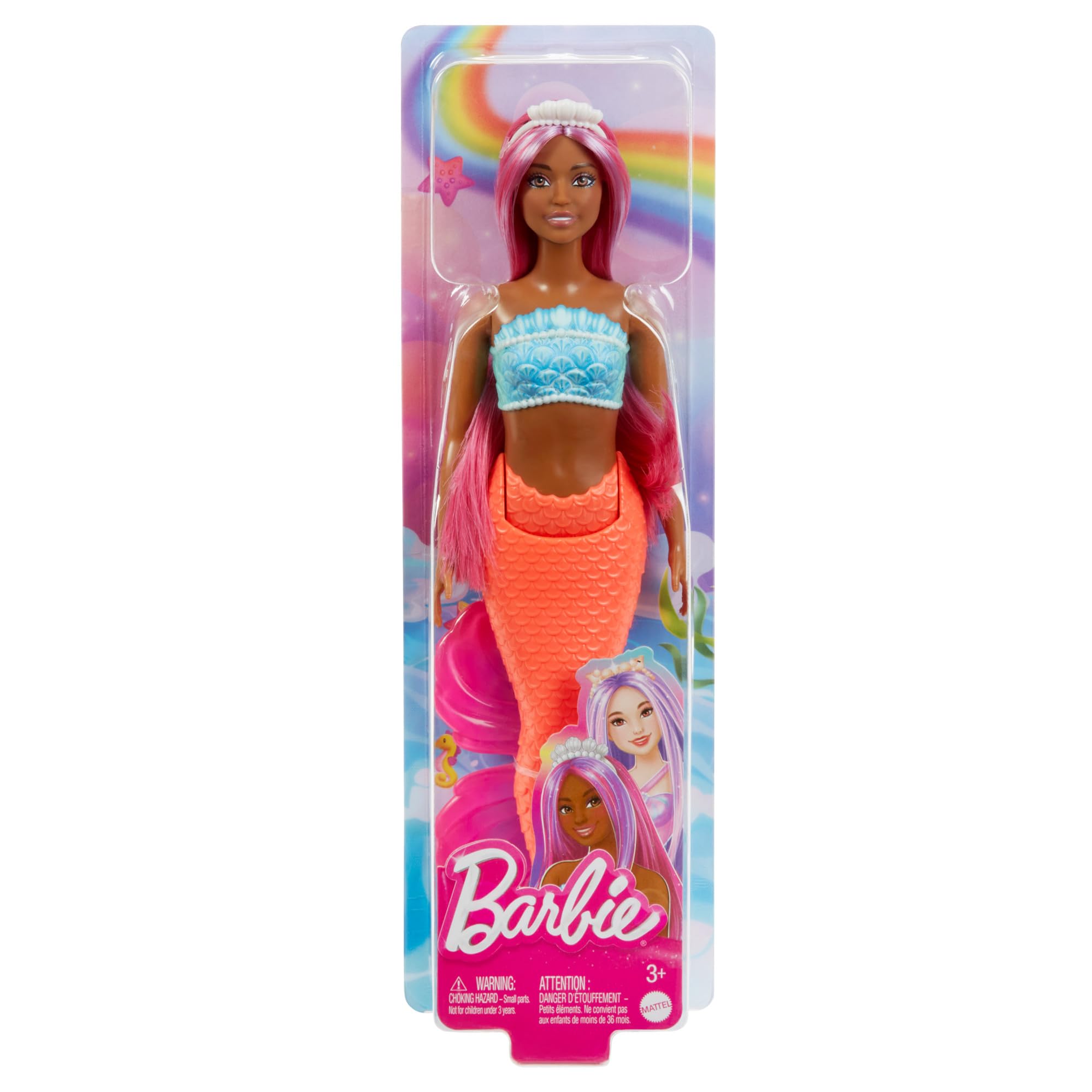 Barbie Mermaid Doll - Curvy Body with Shell Bodice & Tropical Red Tail, 3+ Years 5