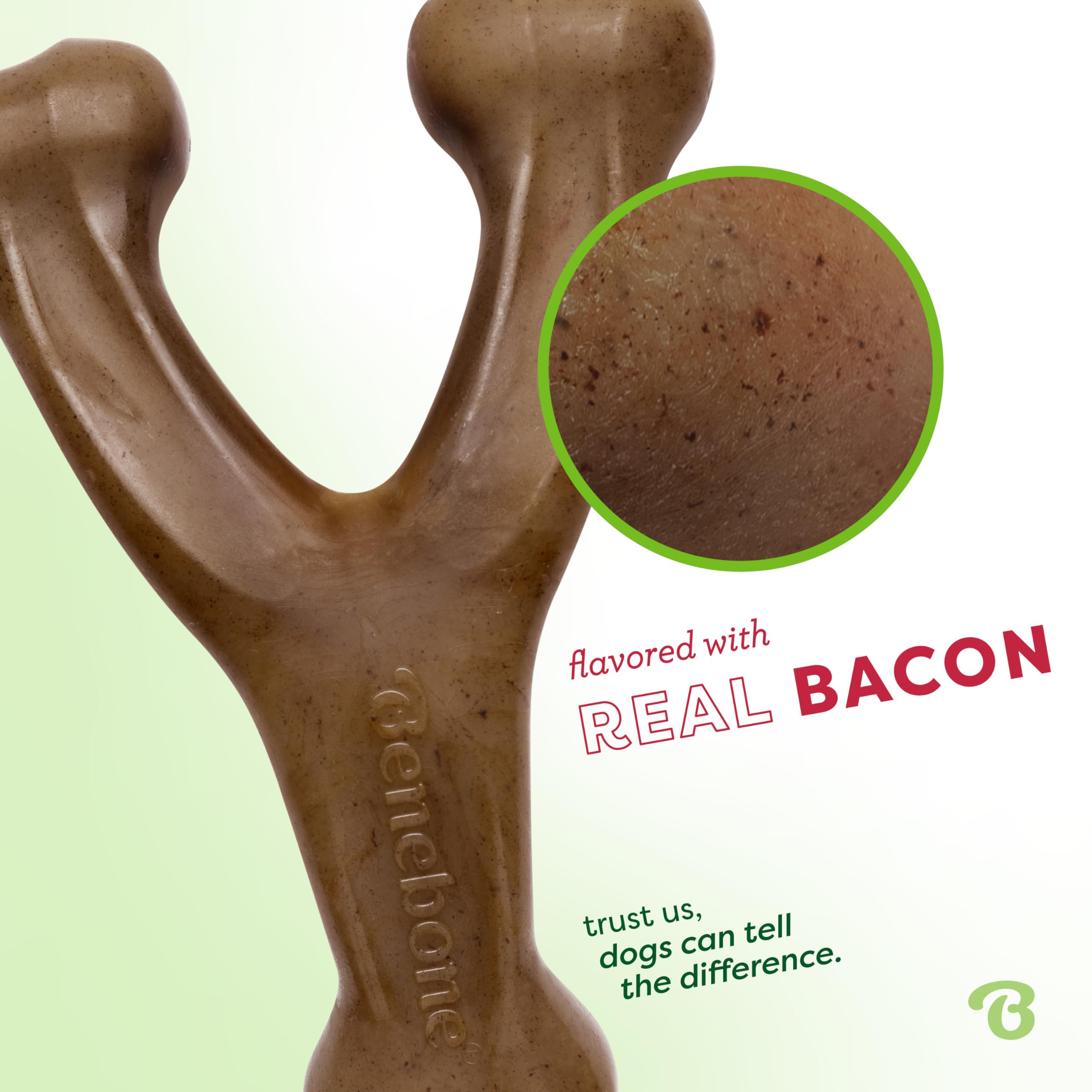 Benebone Wishbone Durable Dog Chew Toy - Real Bacon Flavor, Tiny Size, Made in USA 2