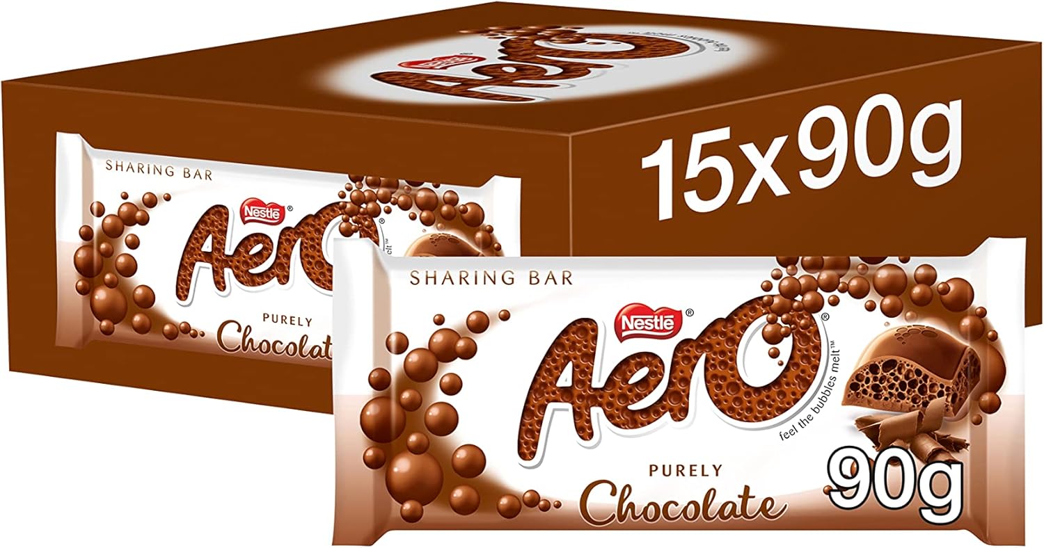 Aero Bubbly Milk Chocolate Sharing Bars, 15 x 90 g